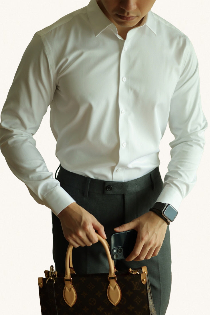 MONSEN Suitory Non-Iron Silky Stretch Dress Shirt in Silk Blend product image