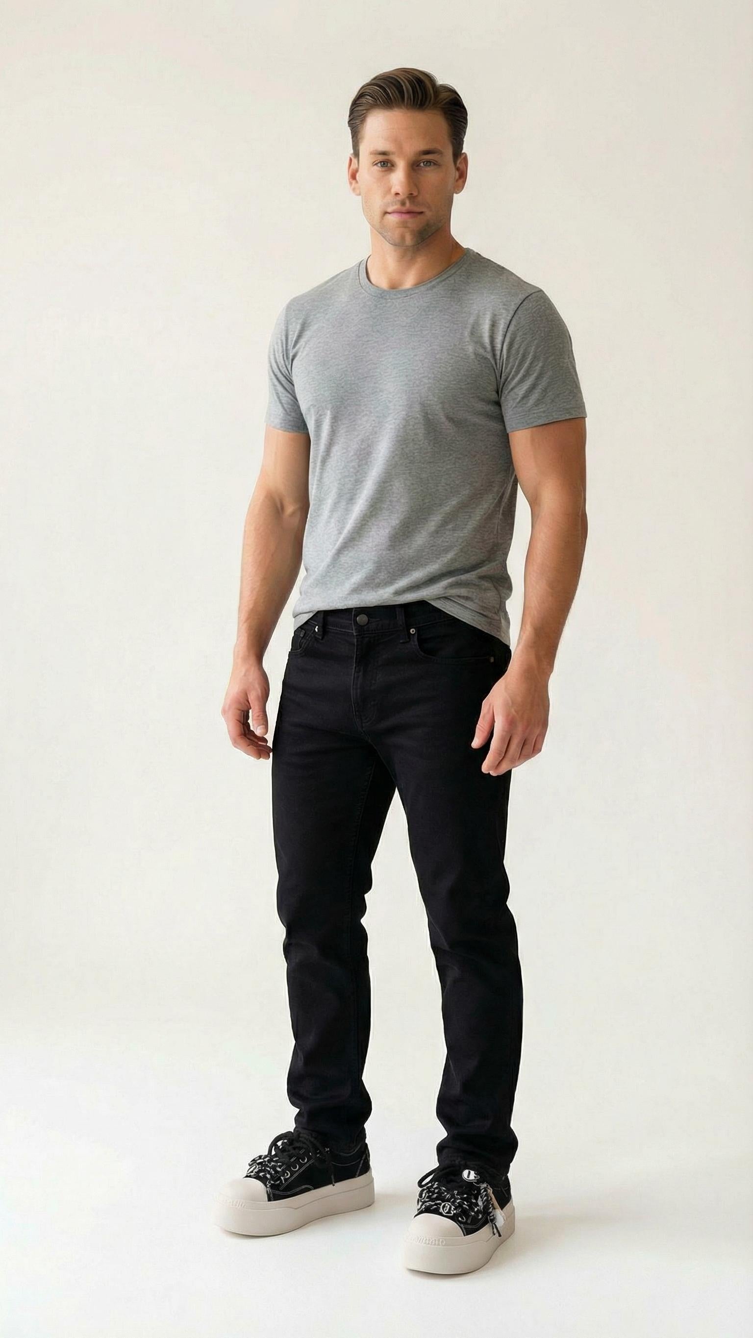 MONSEN Suitory Round-Toe Height-Boost Sneakers in Denim product image