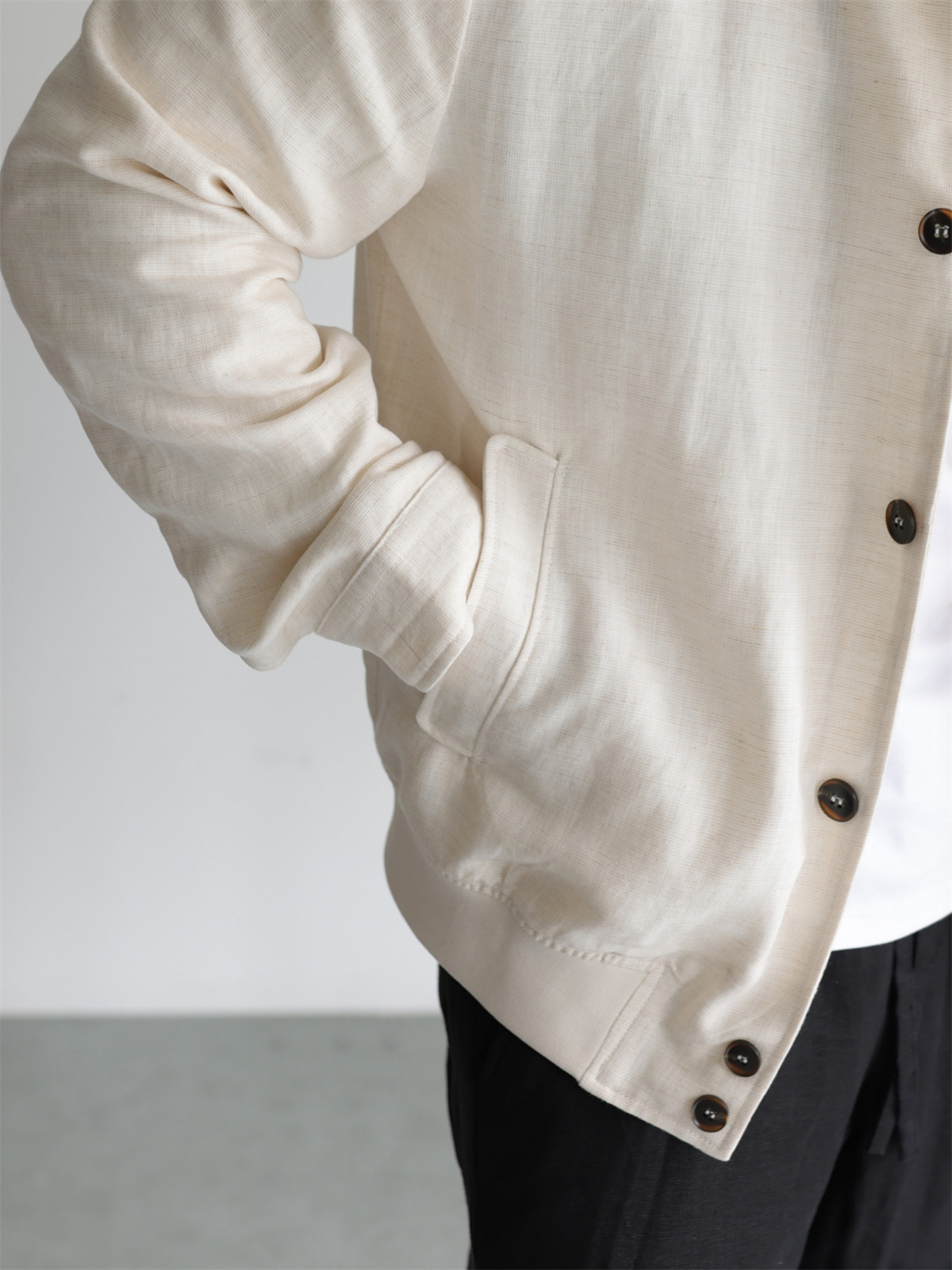 MONSEN Suitory Tencel-Linen Lightweight Sheen Lapel Jacket product image