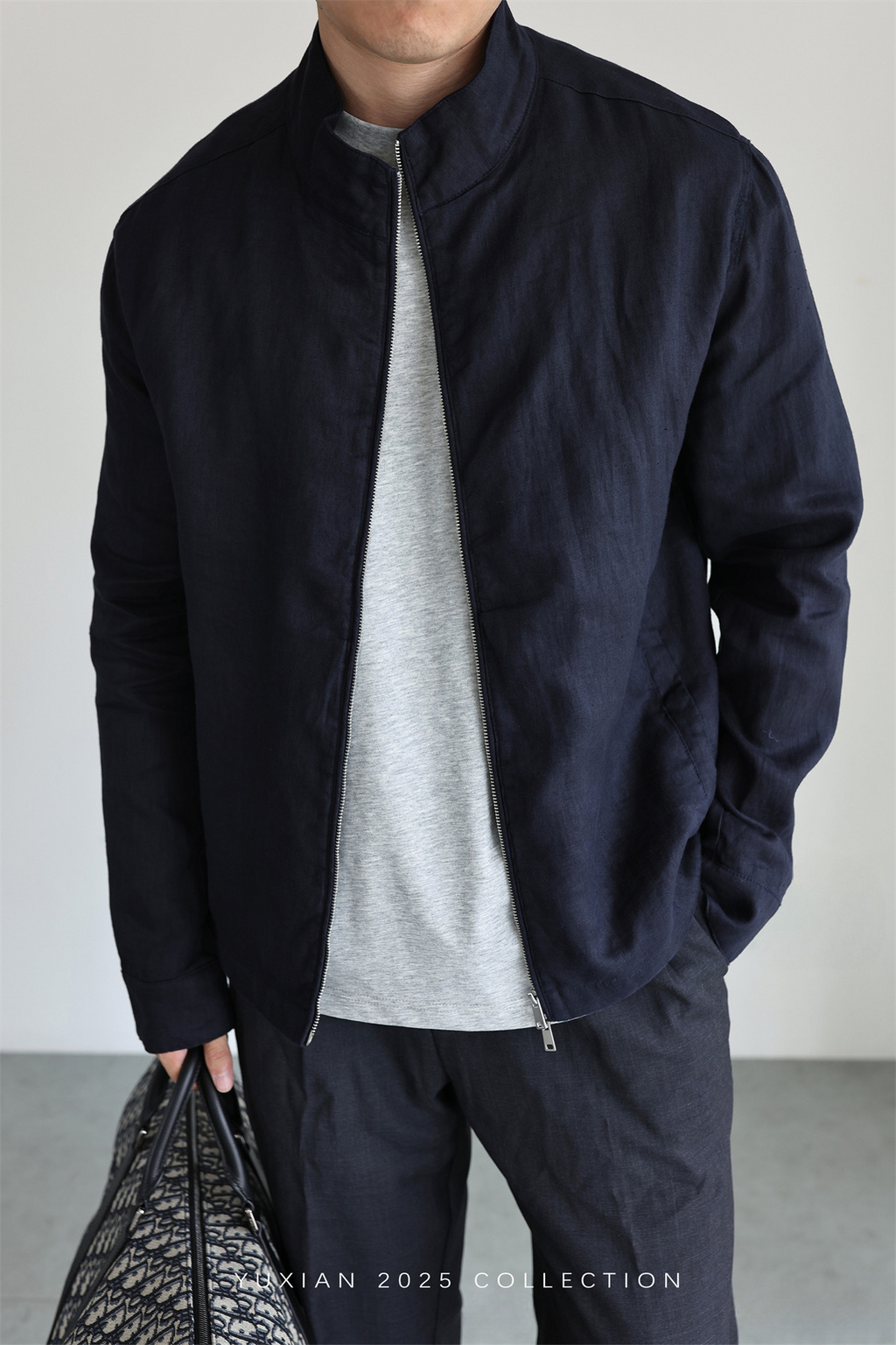 100% Linen Italian Stand-Collar Jacket