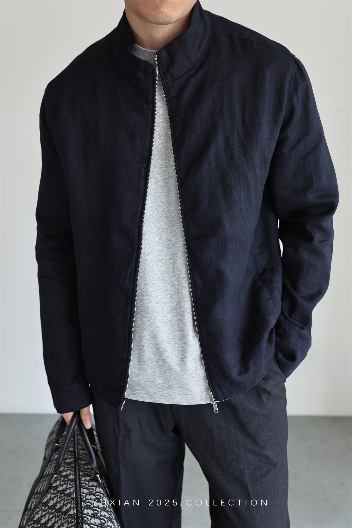 100% Linen Italian Stand-Collar Jacket