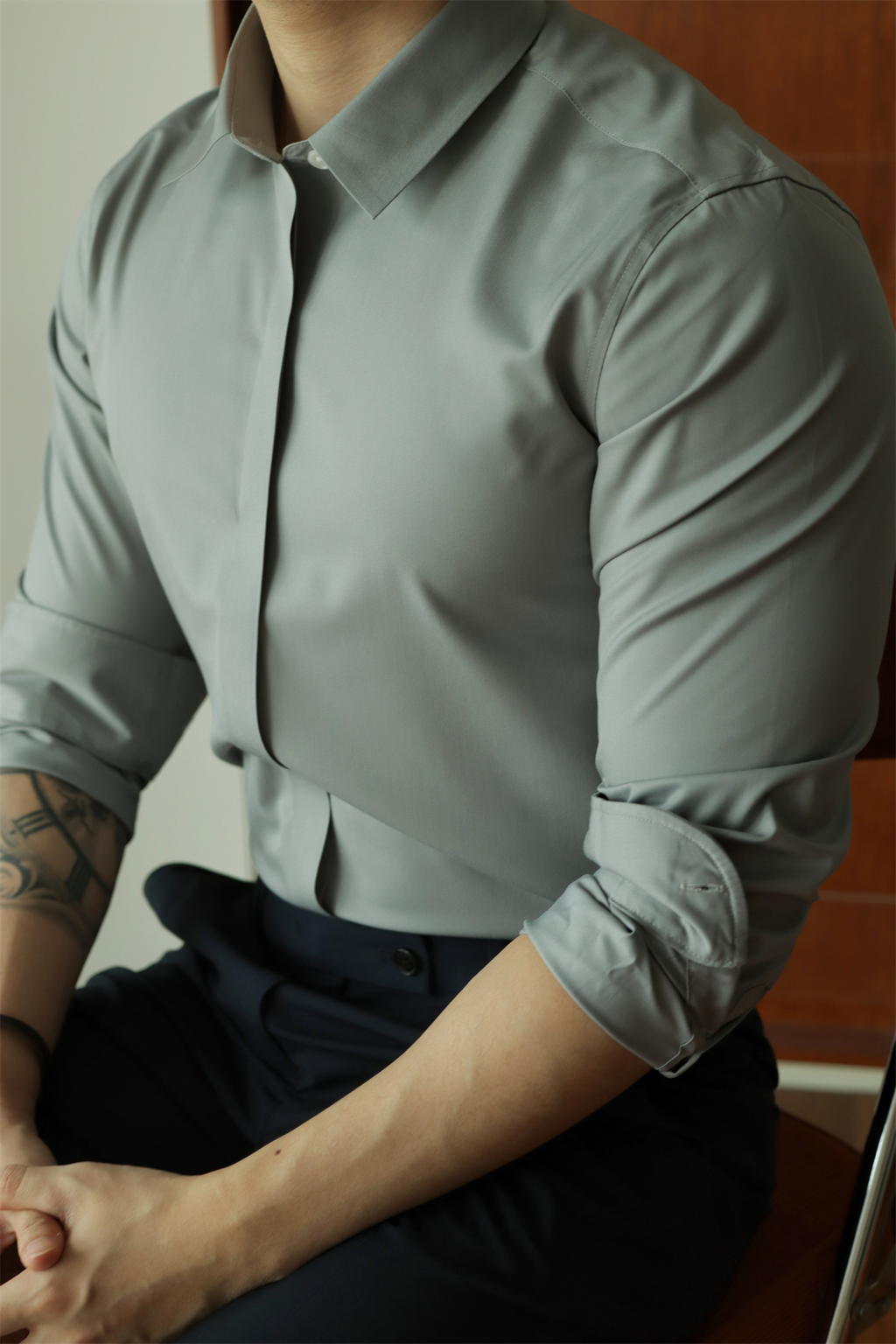 No-Iron Hidden-Placket Shirt