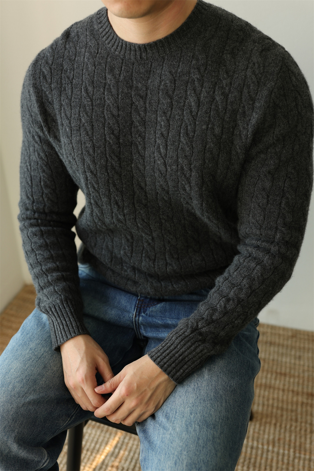 MONSEN Suitory Merino Wool Cable-Knit Sweater product image