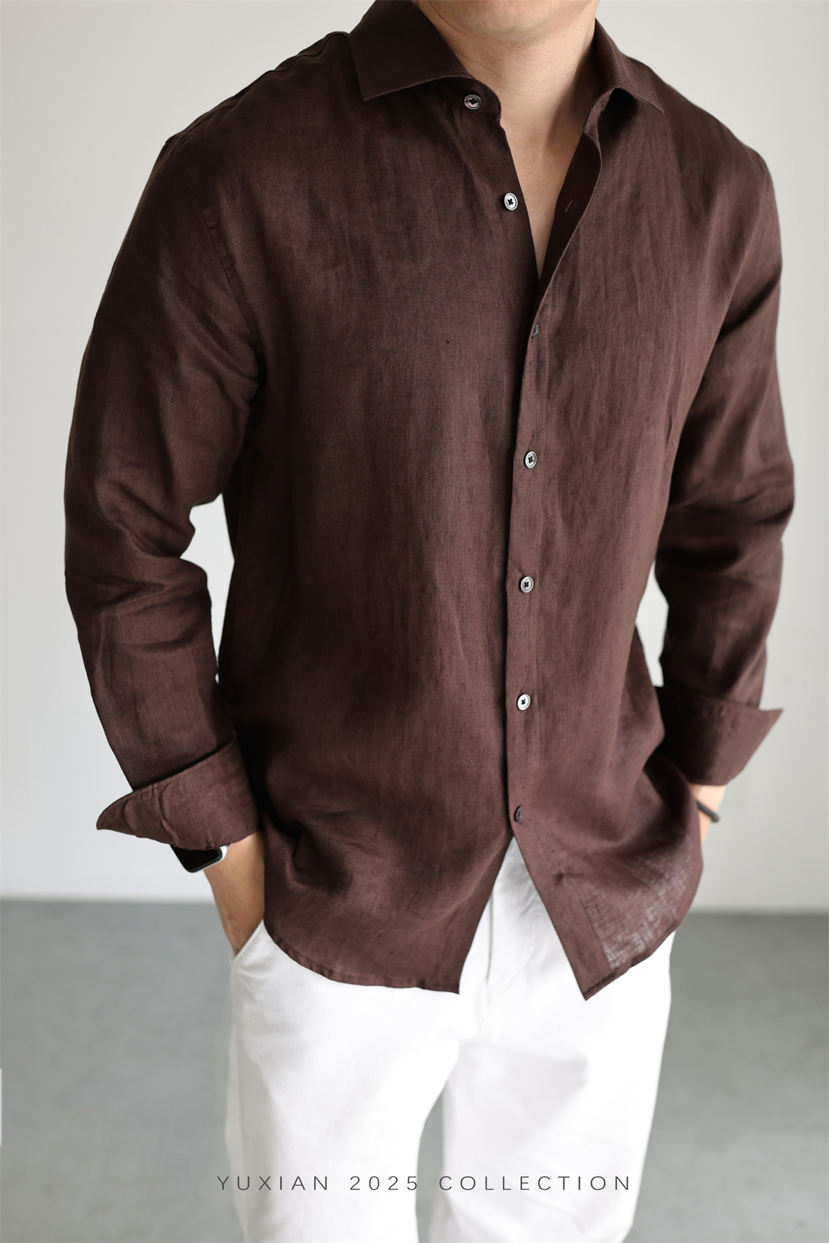 100% Linen Long-Sleeve Shirt