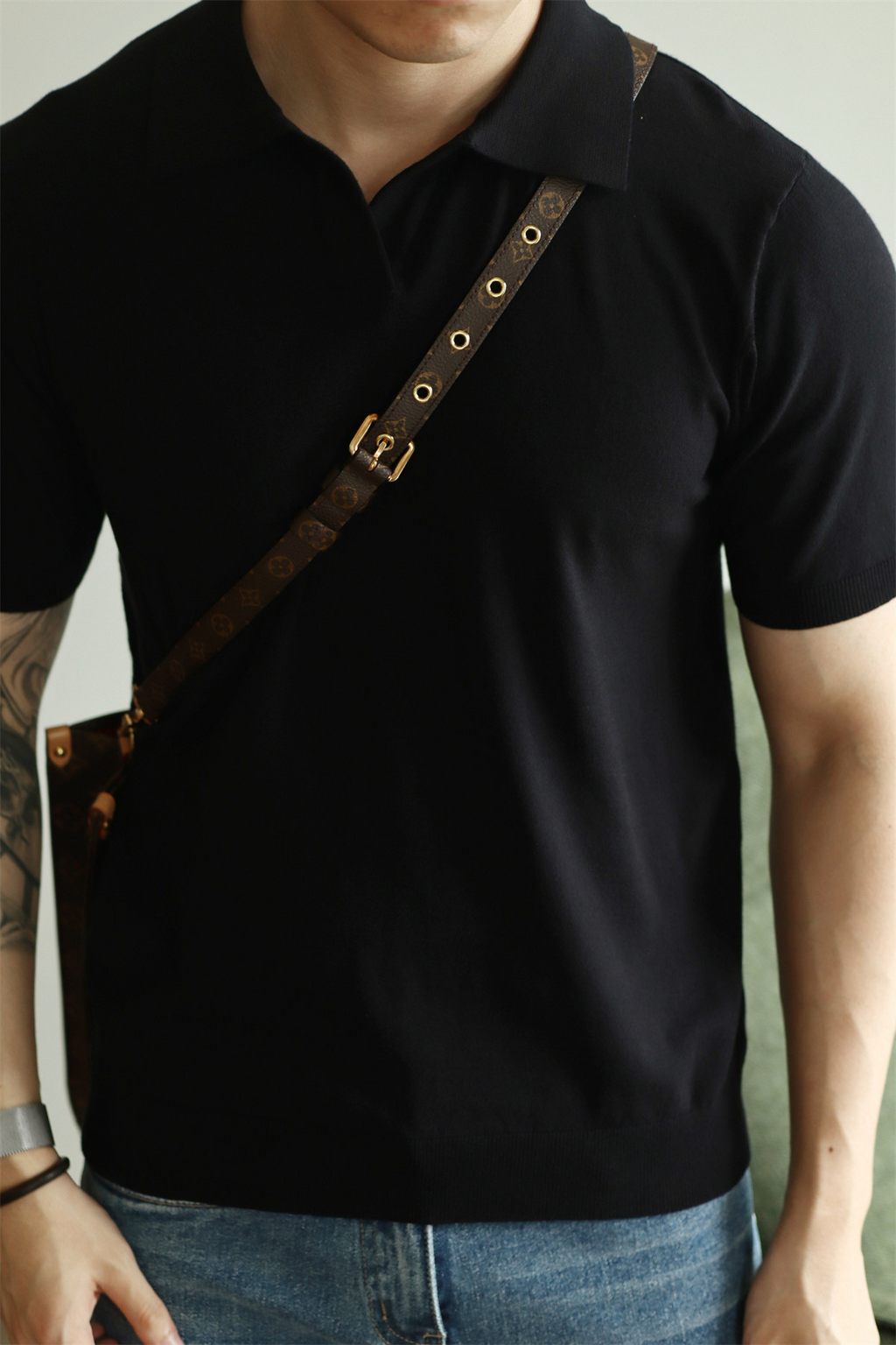 MONSEN Suitory Tencel-Drape V-Neck Knit Polo product image