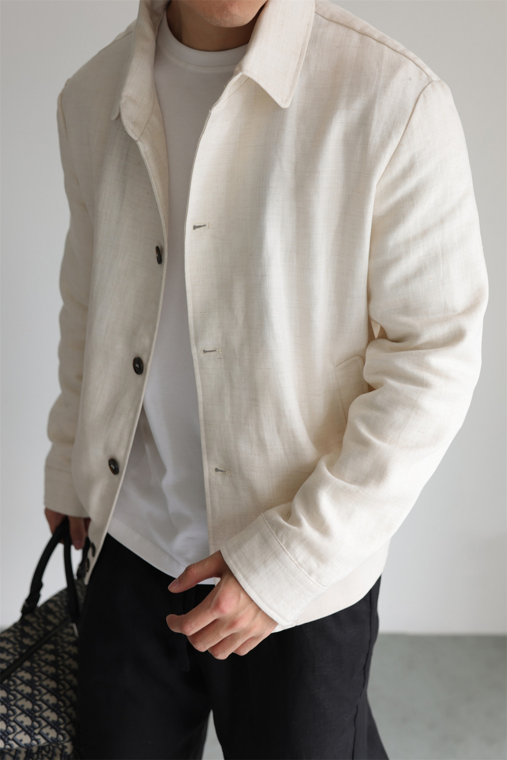 MONSEN Suitory Tencel-Linen Lightweight Sheen Lapel Jacket product image
