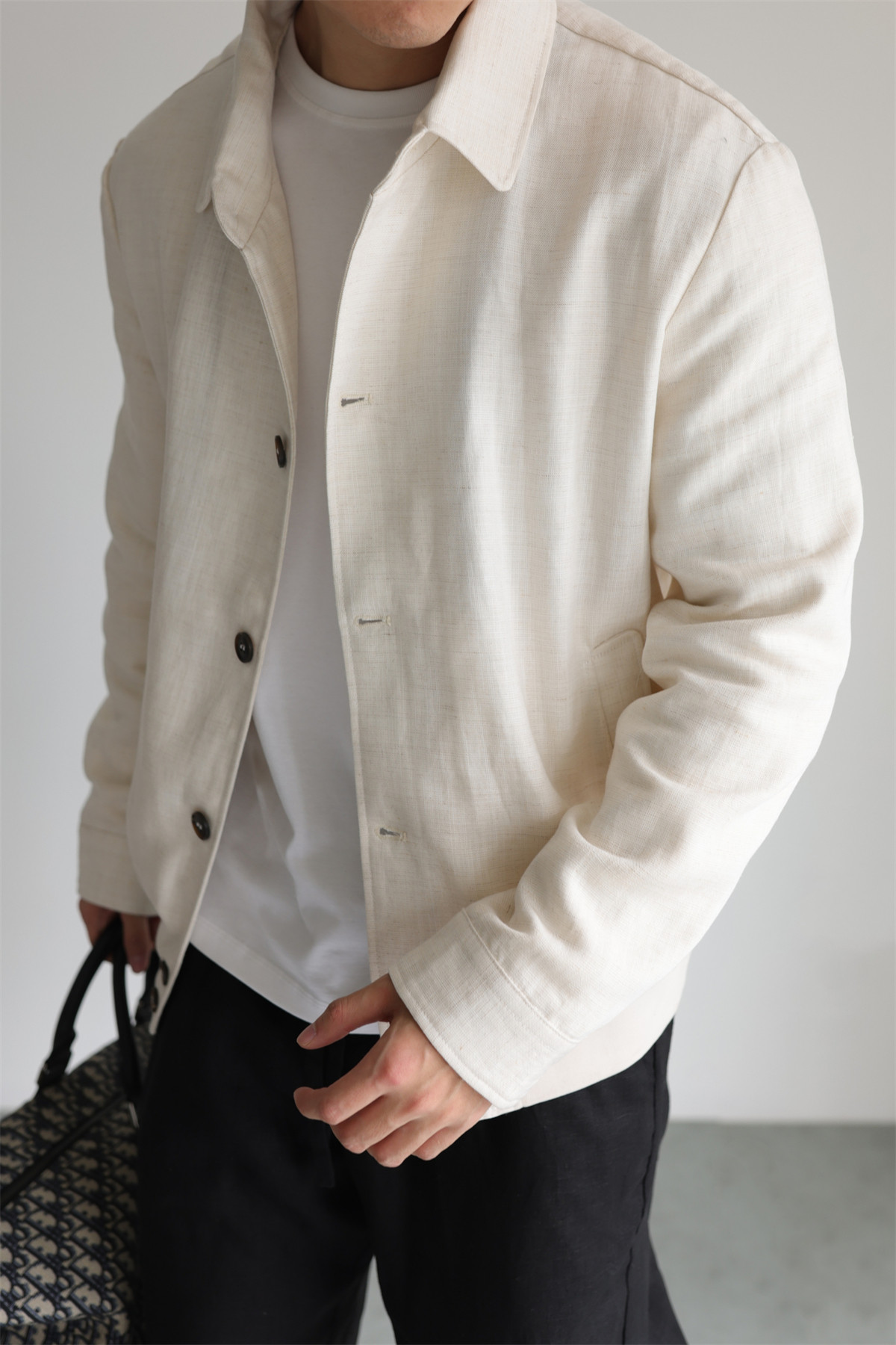 MONSEN Suitory Tencel-Linen Lightweight Sheen Lapel Jacket product image