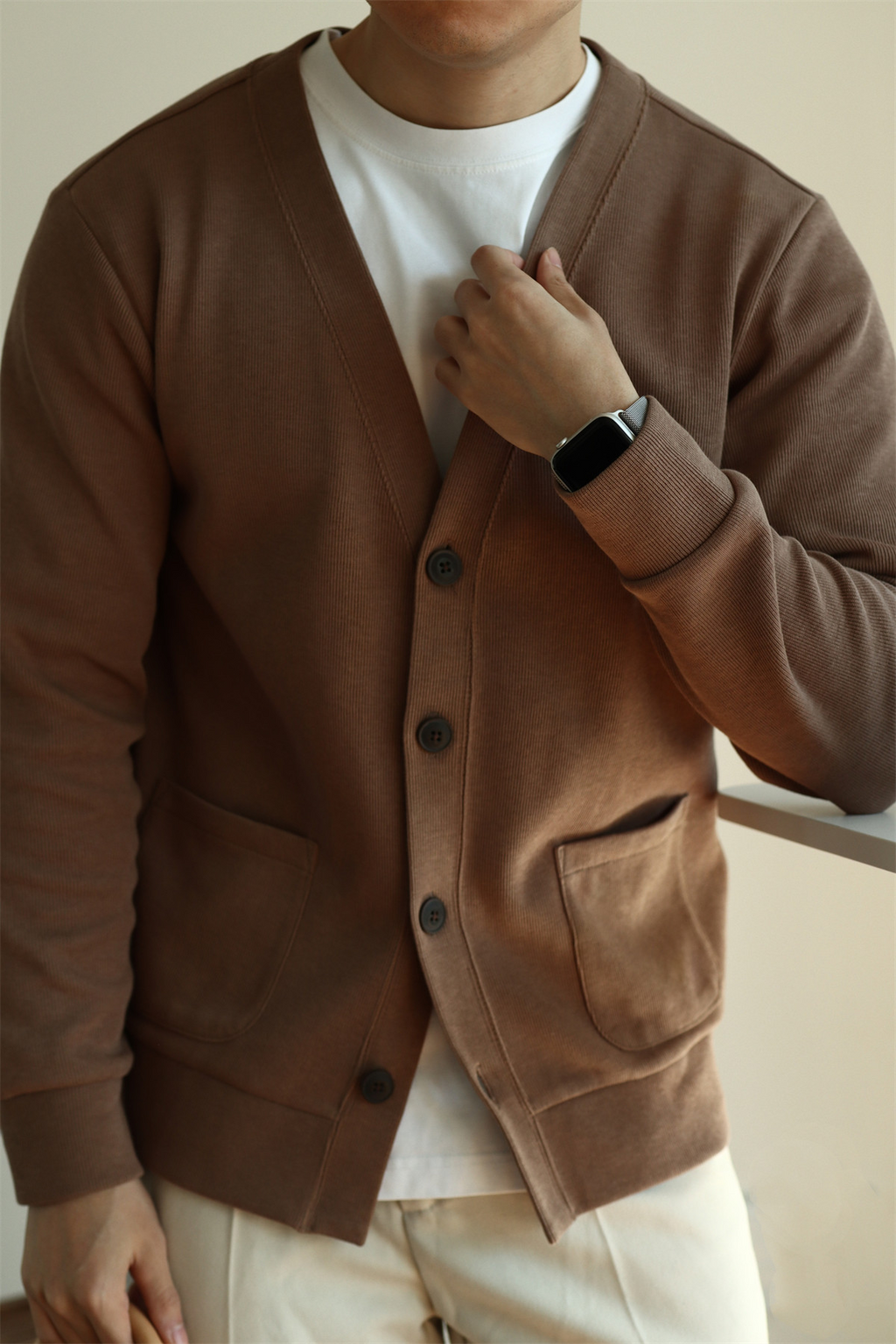 MONSEN Suitory Air-Layer Cotton Knit Cardigan product image