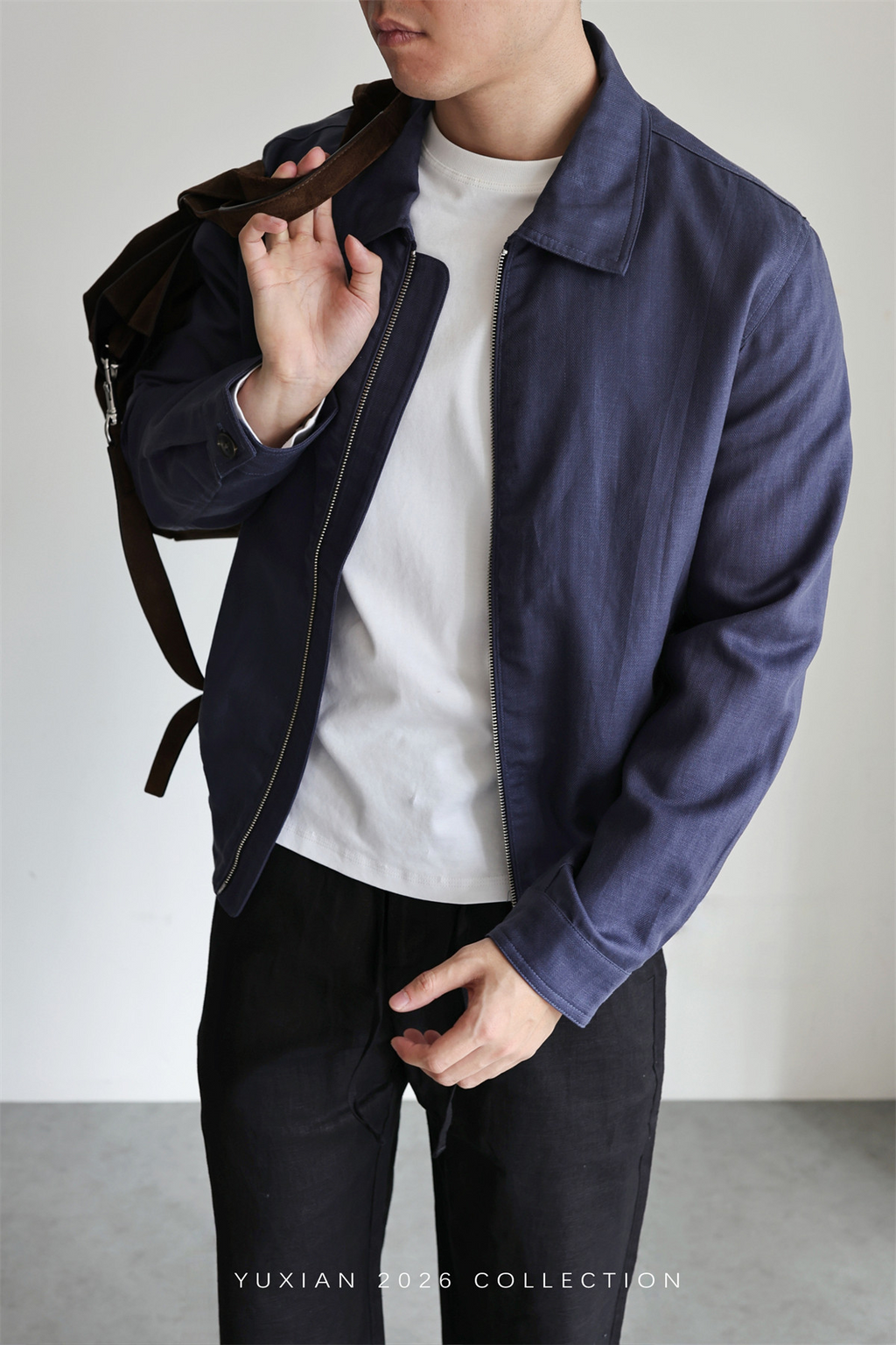 MONSEN Suitory Herringbone Tencel-Linen Lapel Jacket product image