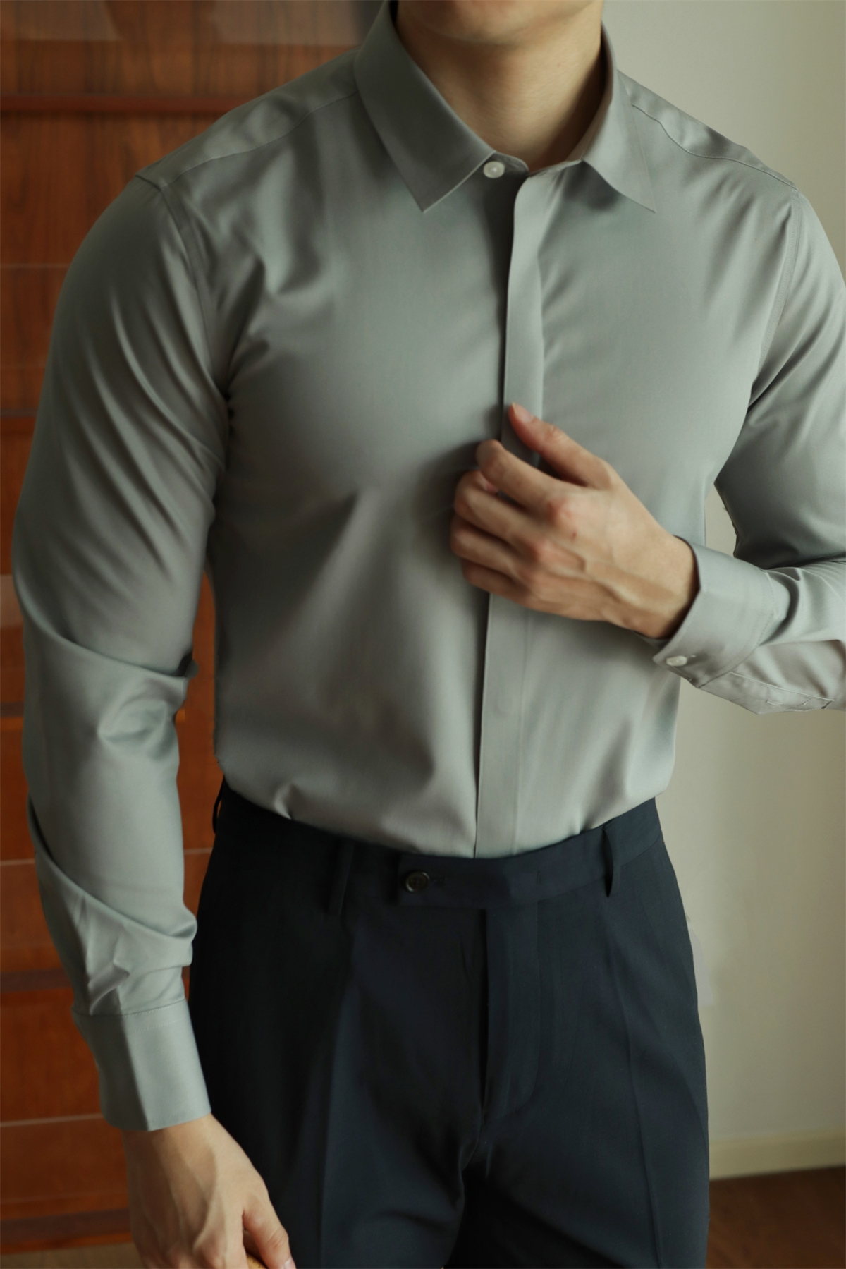 No-Iron Hidden-Placket Shirt