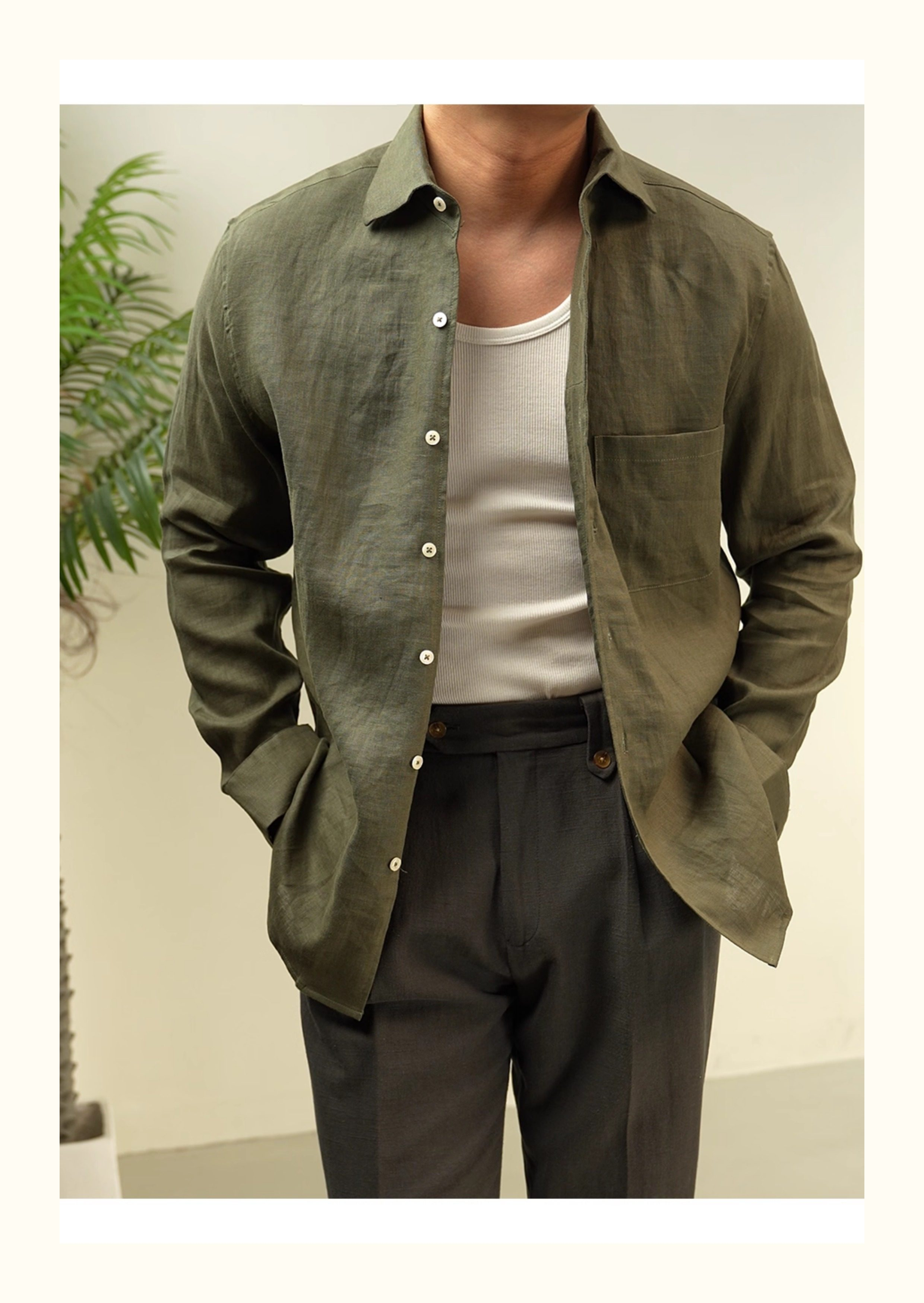 MONSEN Suitory 100% Linen Relaxed Shirt product image