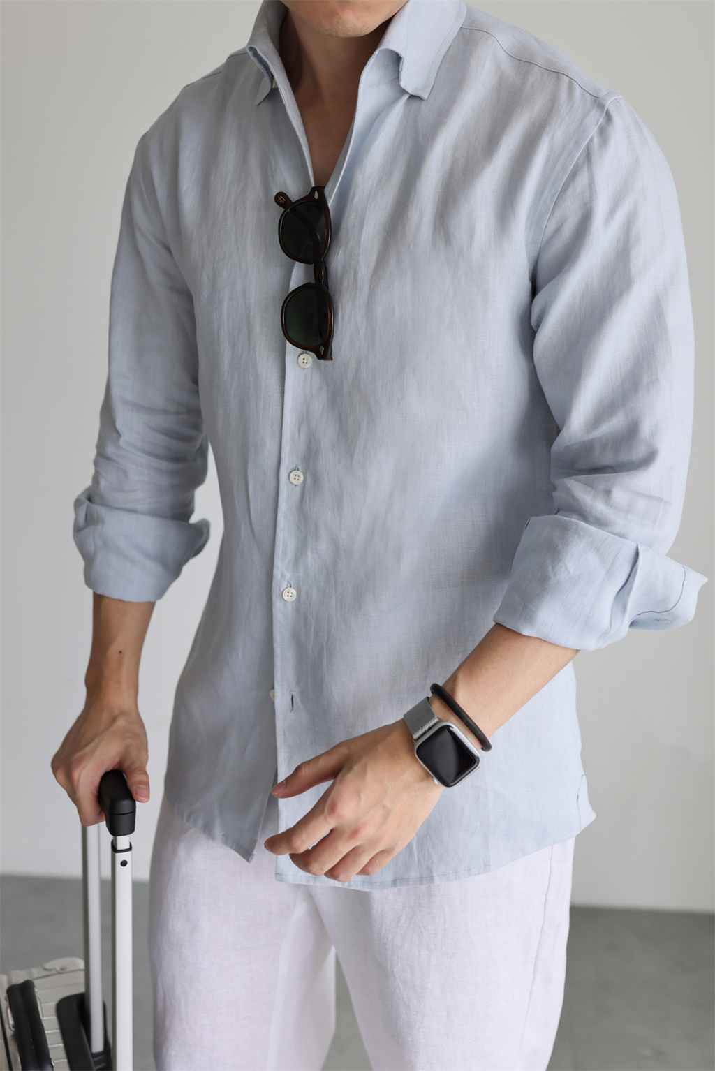 100% Linen One-Piece Collar Shirt