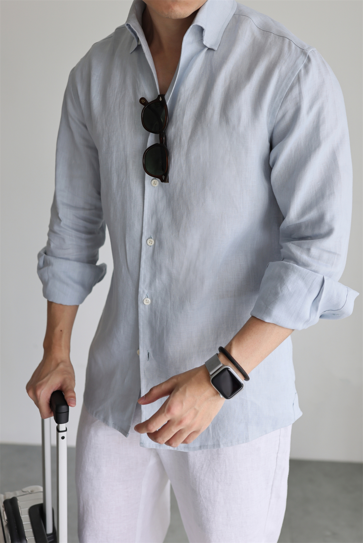 100% Linen One-Piece Collar Shirt