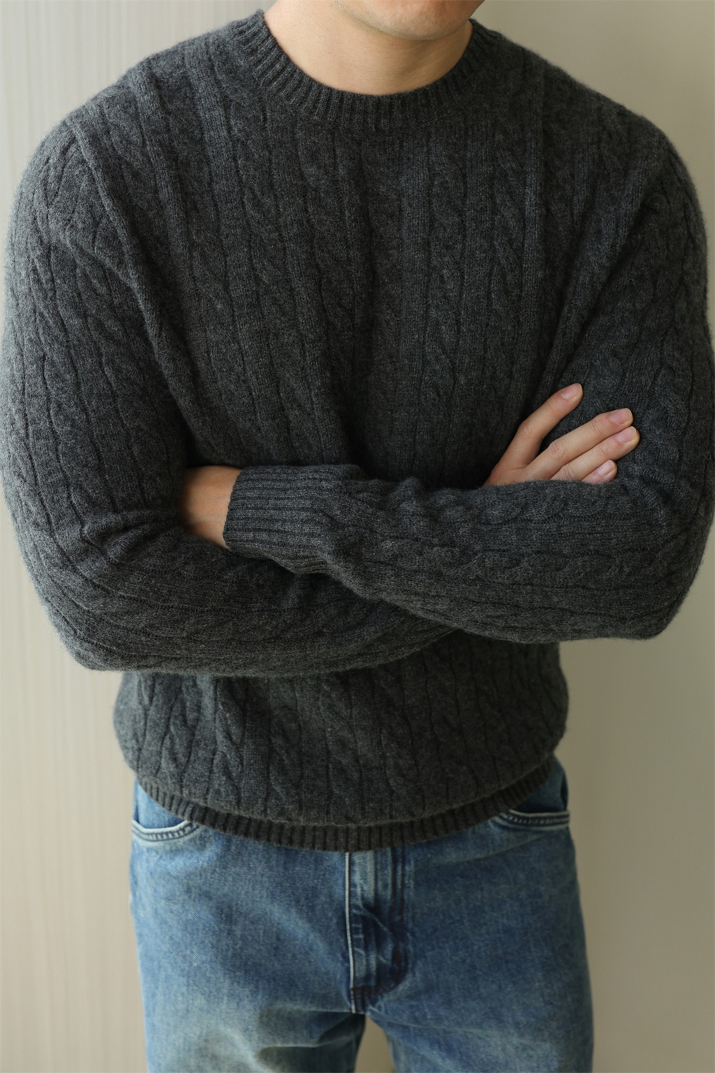 MONSEN Suitory Merino Wool Cable-Knit Sweater product image