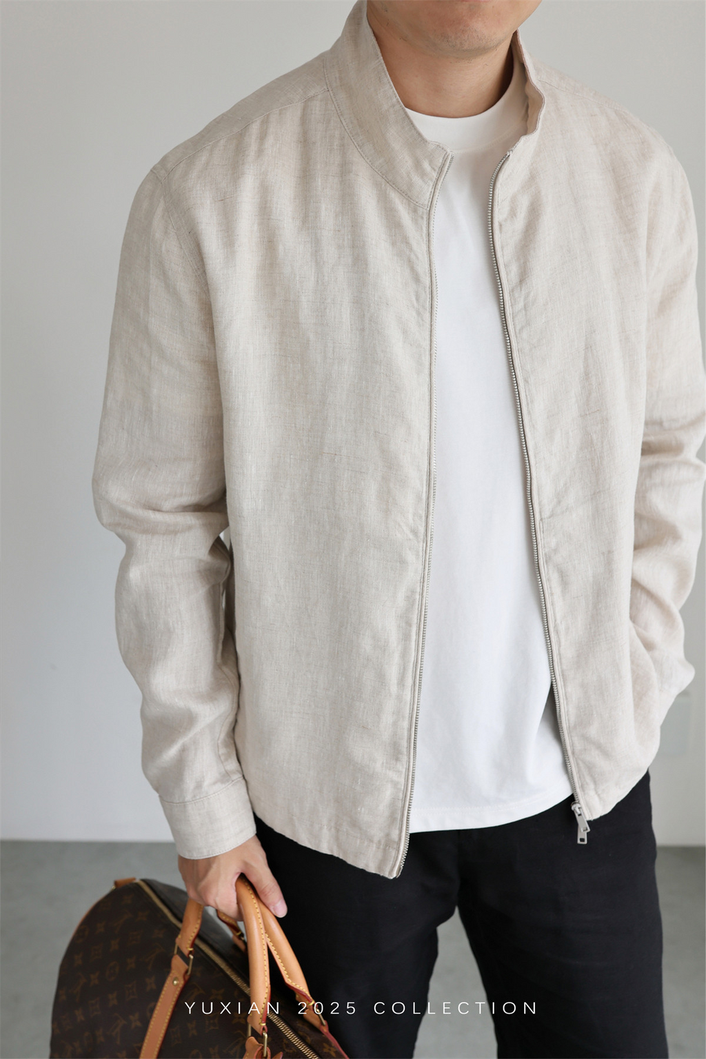 100% Linen Italian Stand-Collar Jacket