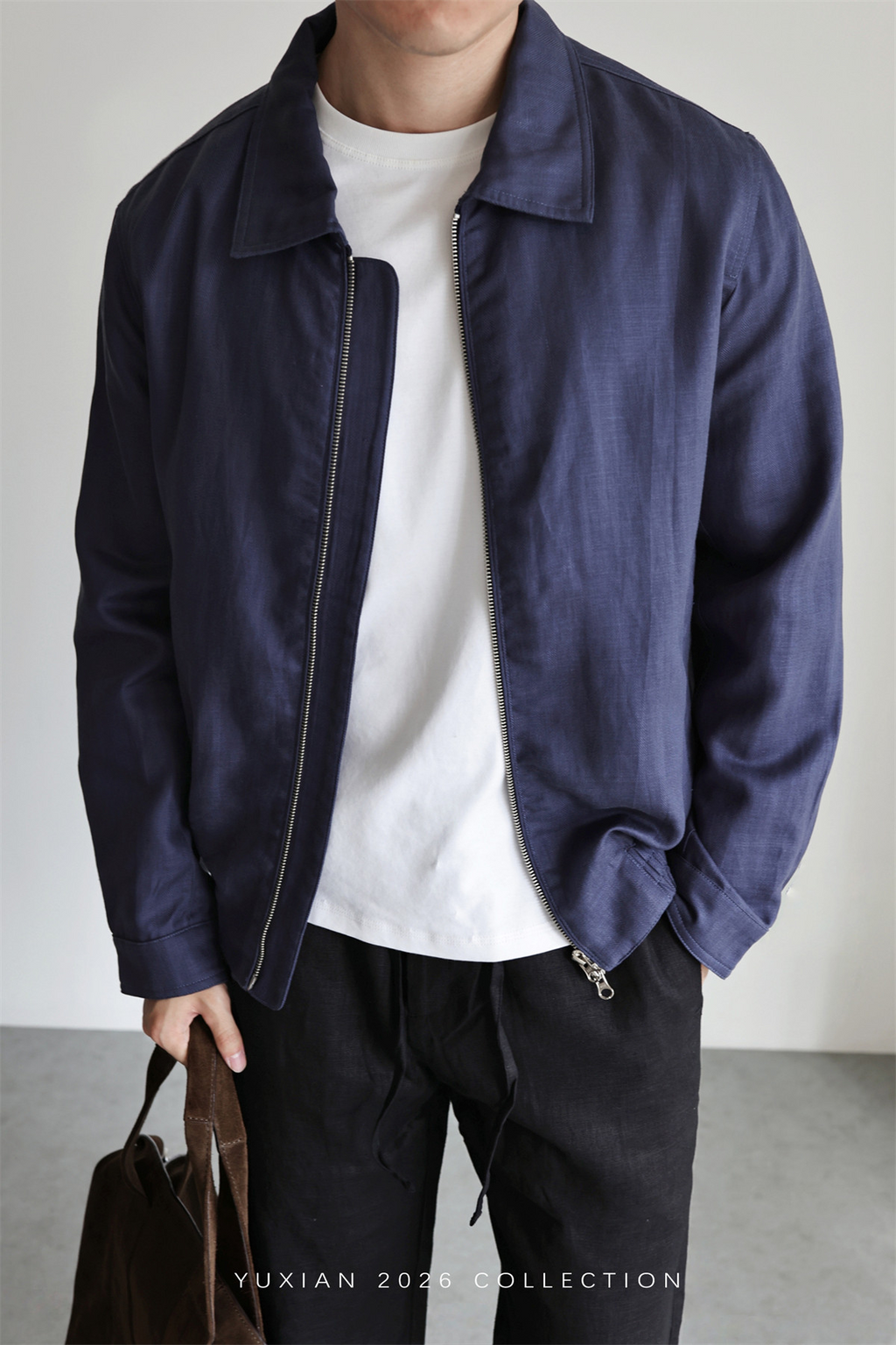 MONSEN Suitory Herringbone Tencel-Linen Lapel Jacket product image