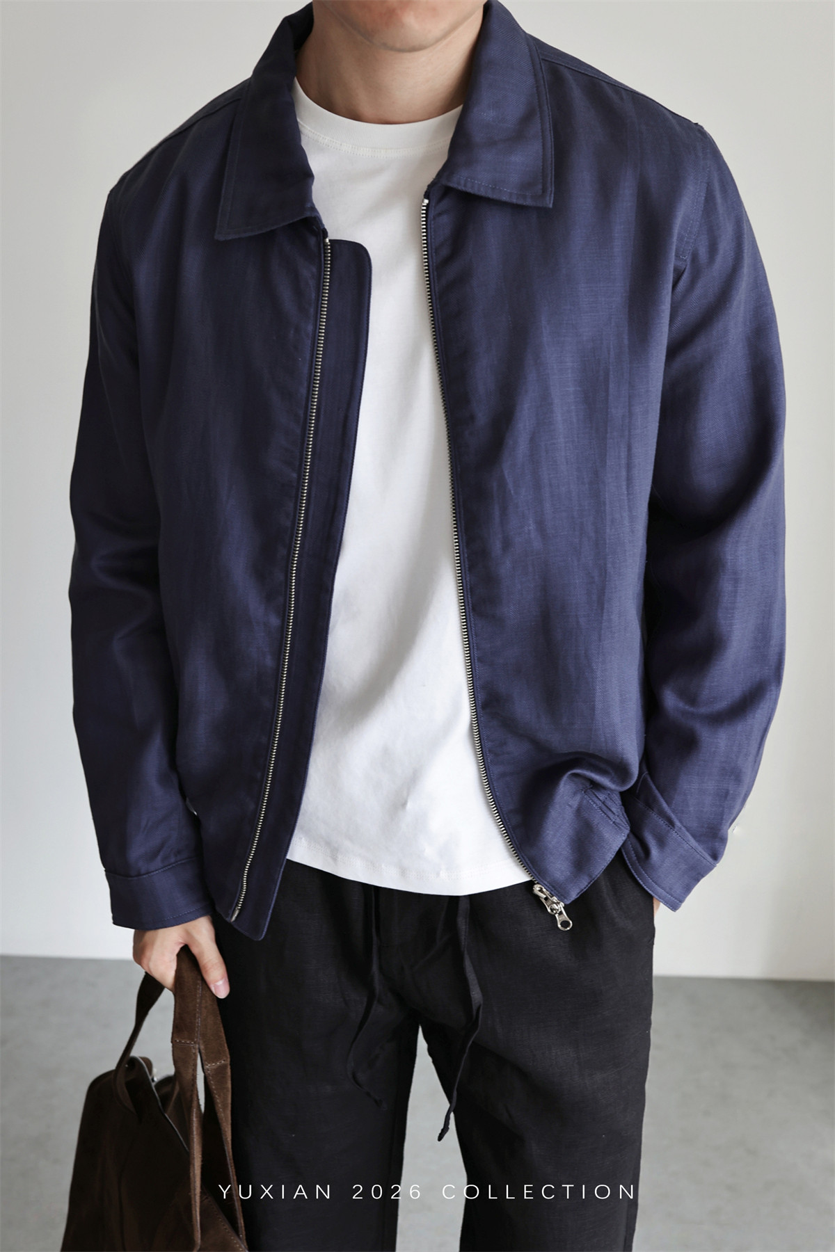 MONSEN Suitory Herringbone Tencel-Linen Lapel Jacket product image