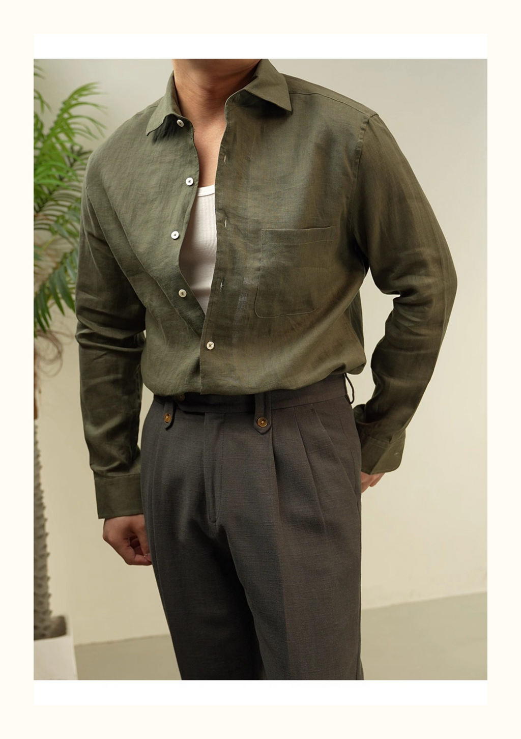 MONSEN Suitory 100% Linen Relaxed Shirt product image