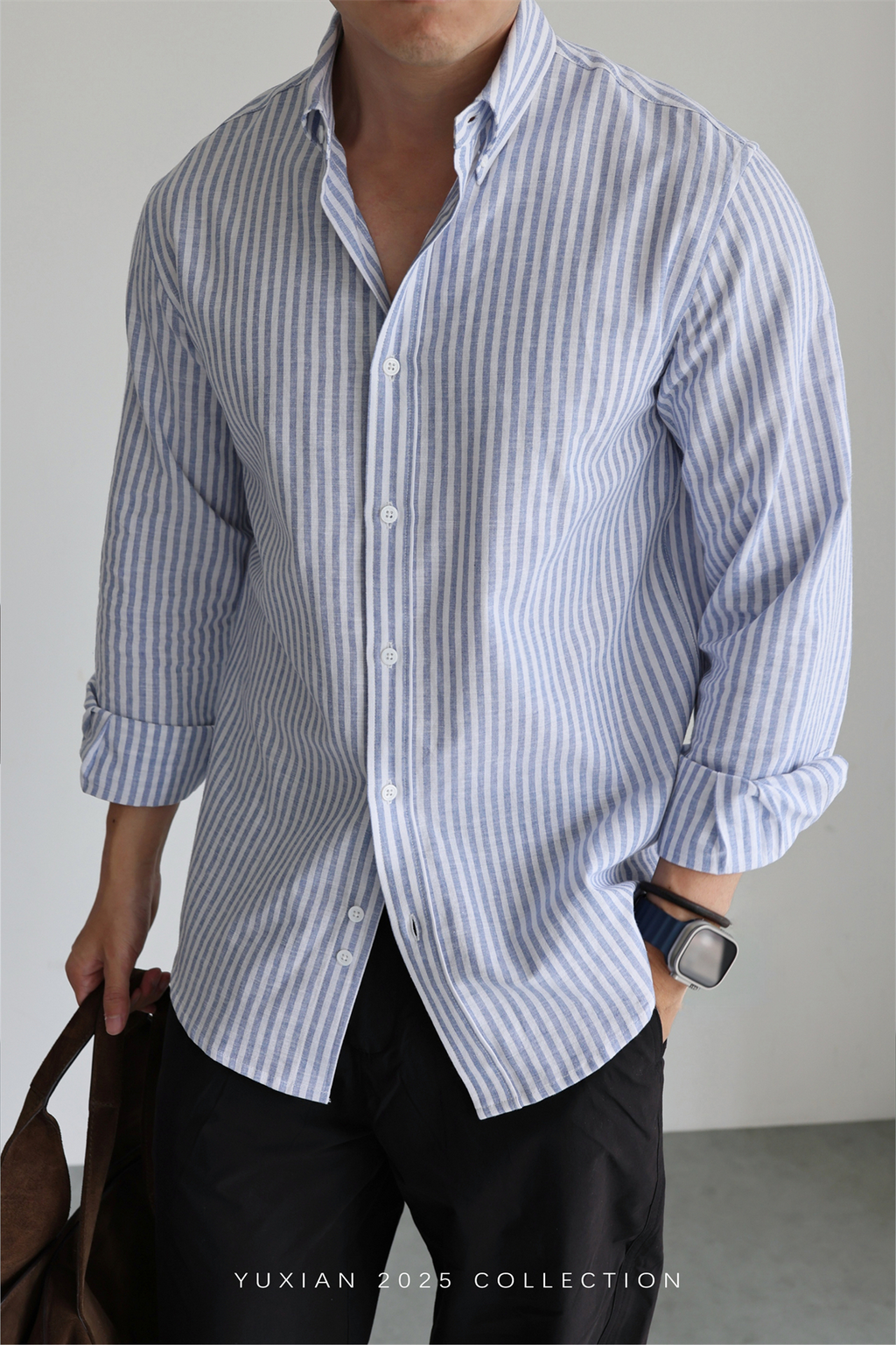Linen-Cotton Stripe Shirt