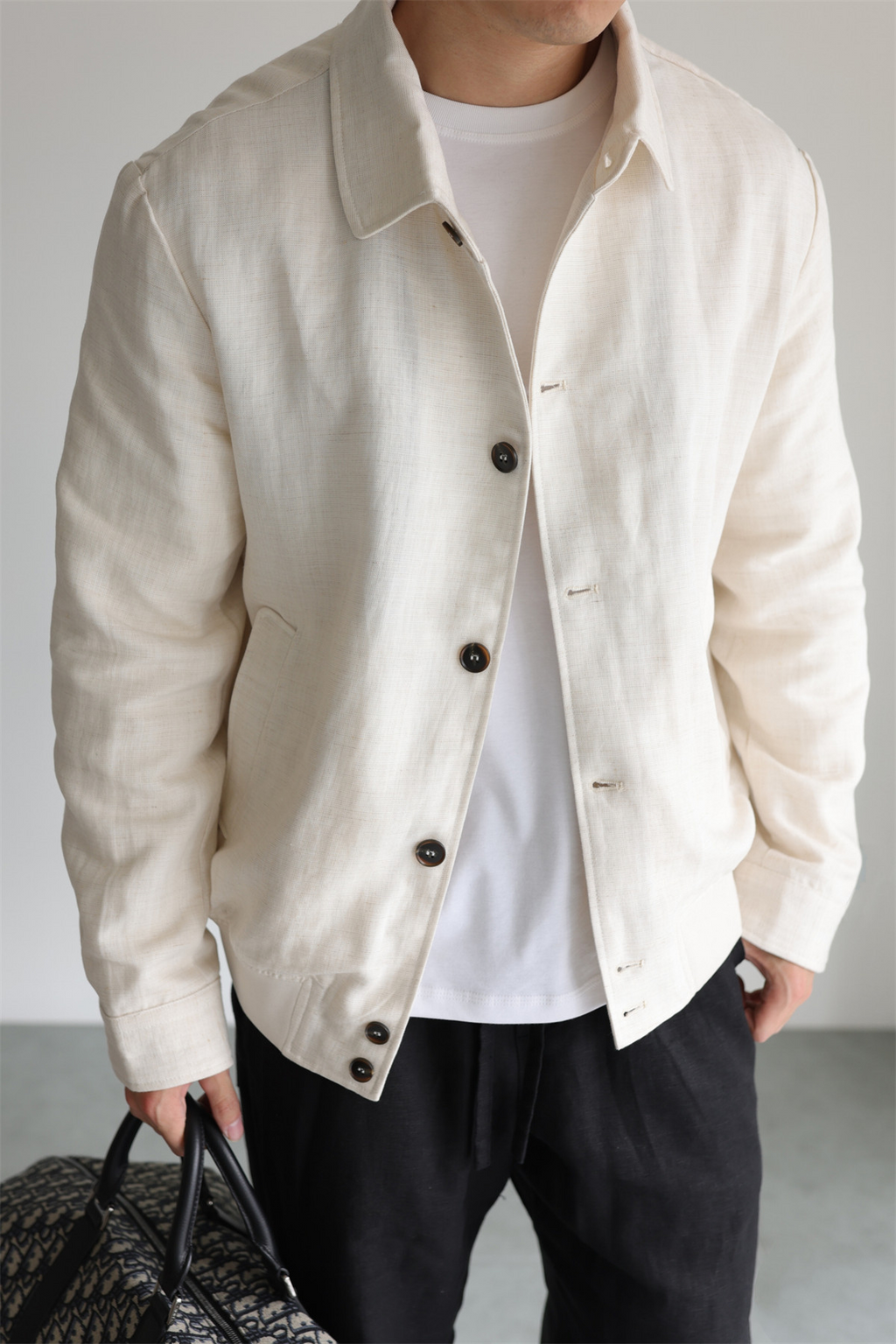 MONSEN Suitory Tencel-Linen Lightweight Sheen Lapel Jacket product image