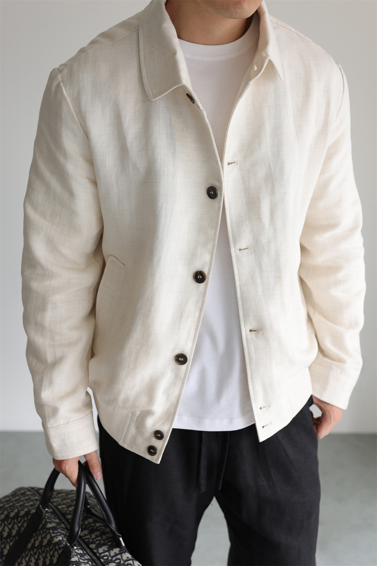 MONSEN Suitory Tencel-Linen Lightweight Sheen Lapel Jacket product image