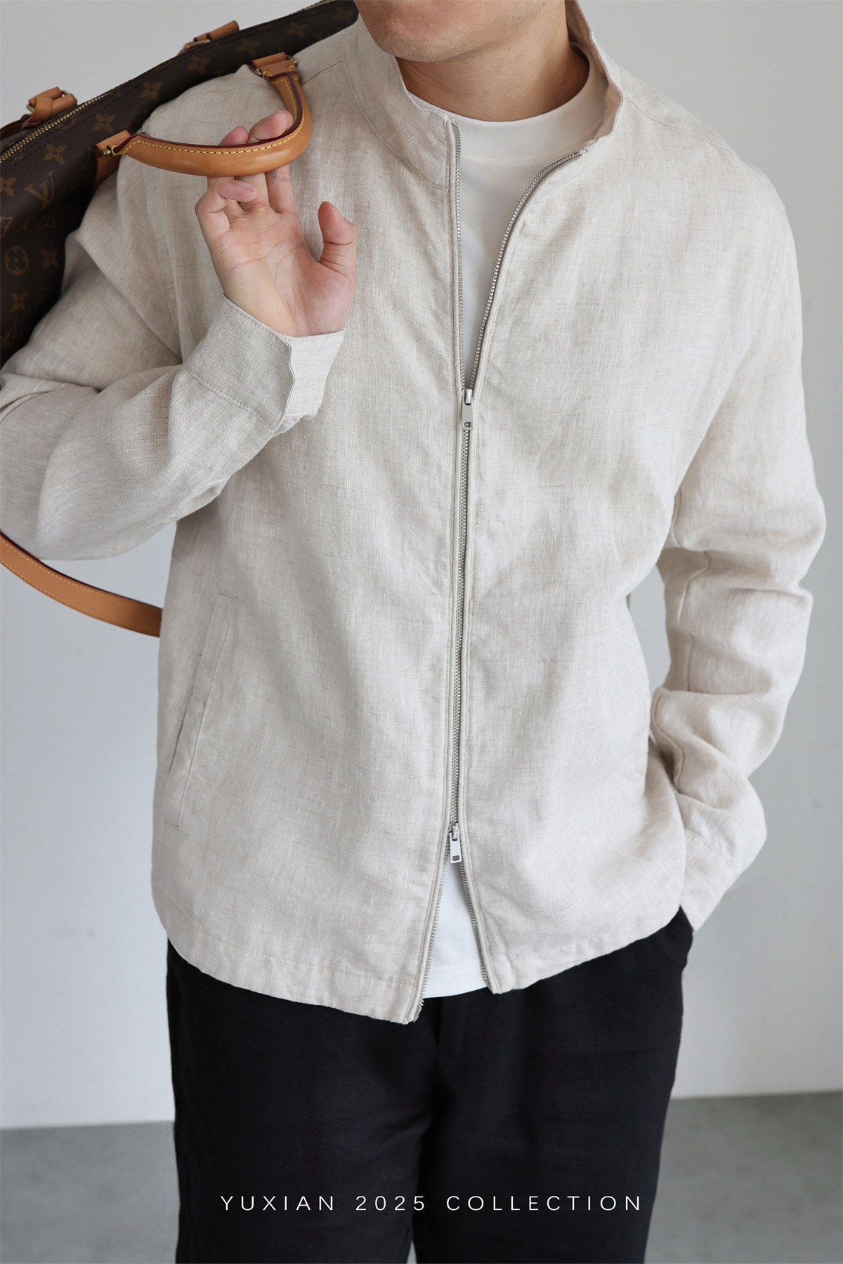 100% Linen Italian Stand-Collar Jacket