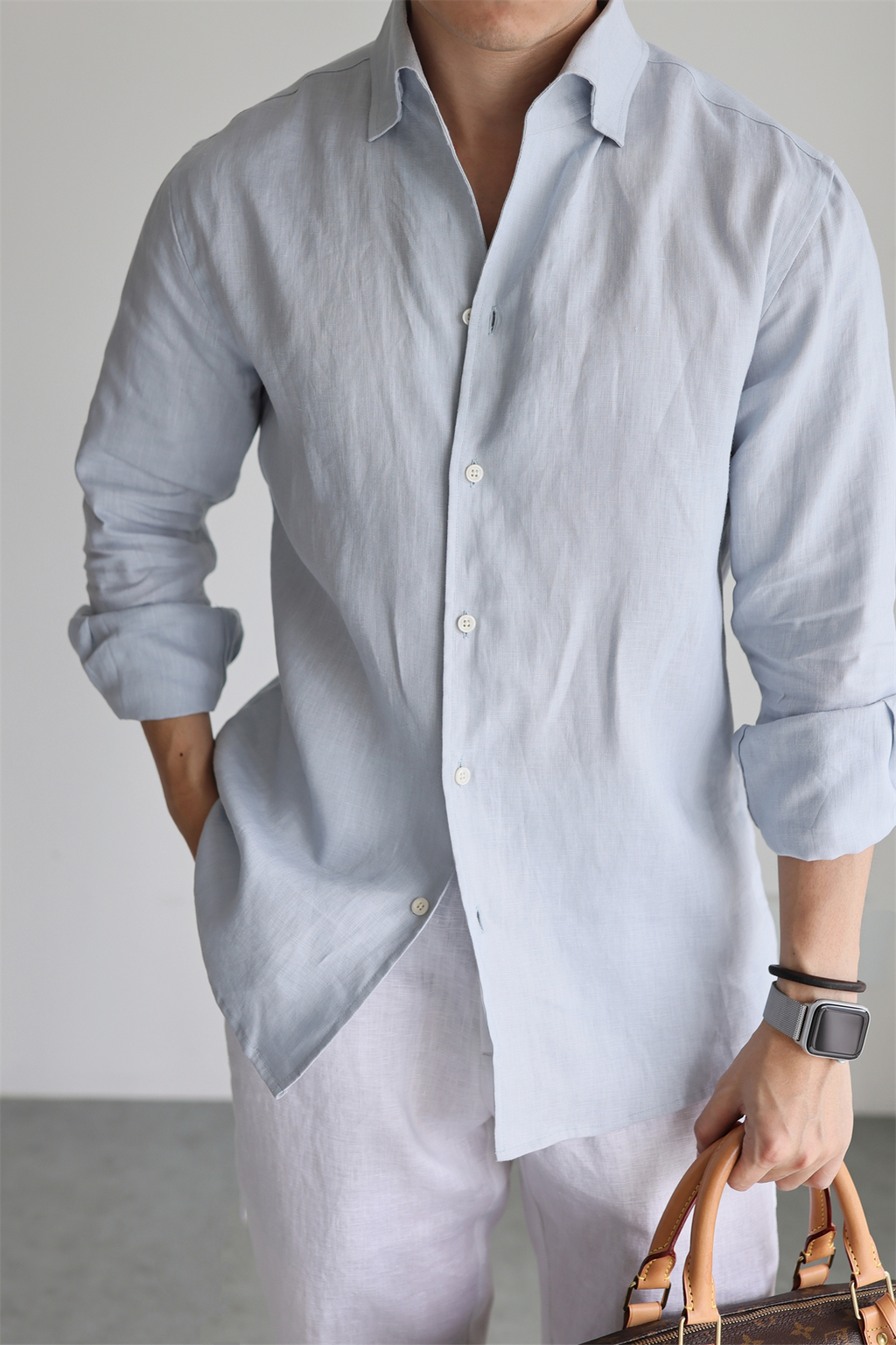 100% Linen One-Piece Collar Shirt