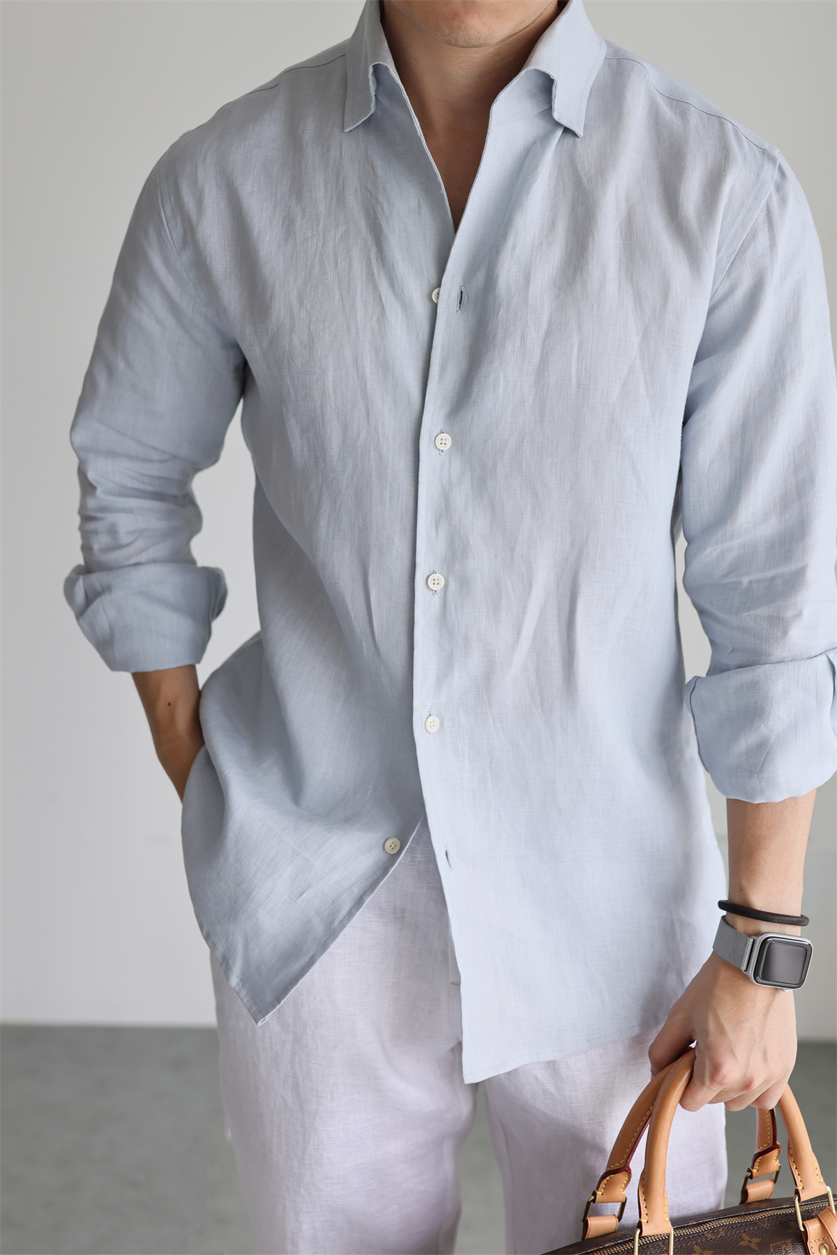 100% Linen One-Piece Collar Shirt