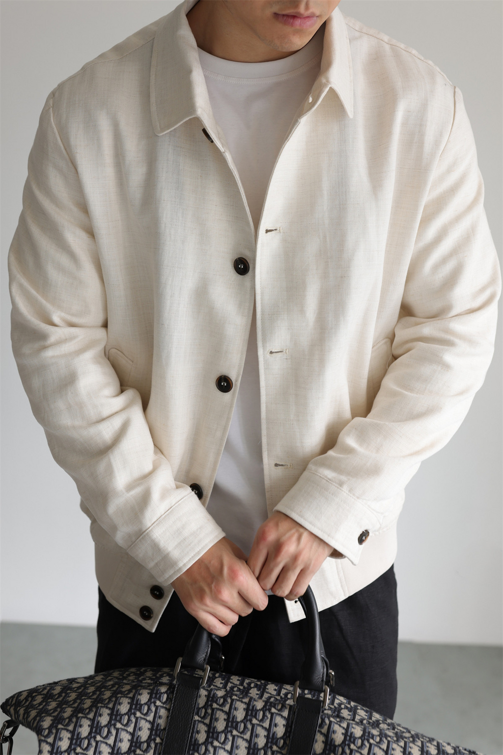 MONSEN Suitory Tencel-Linen Lightweight Sheen Lapel Jacket product image