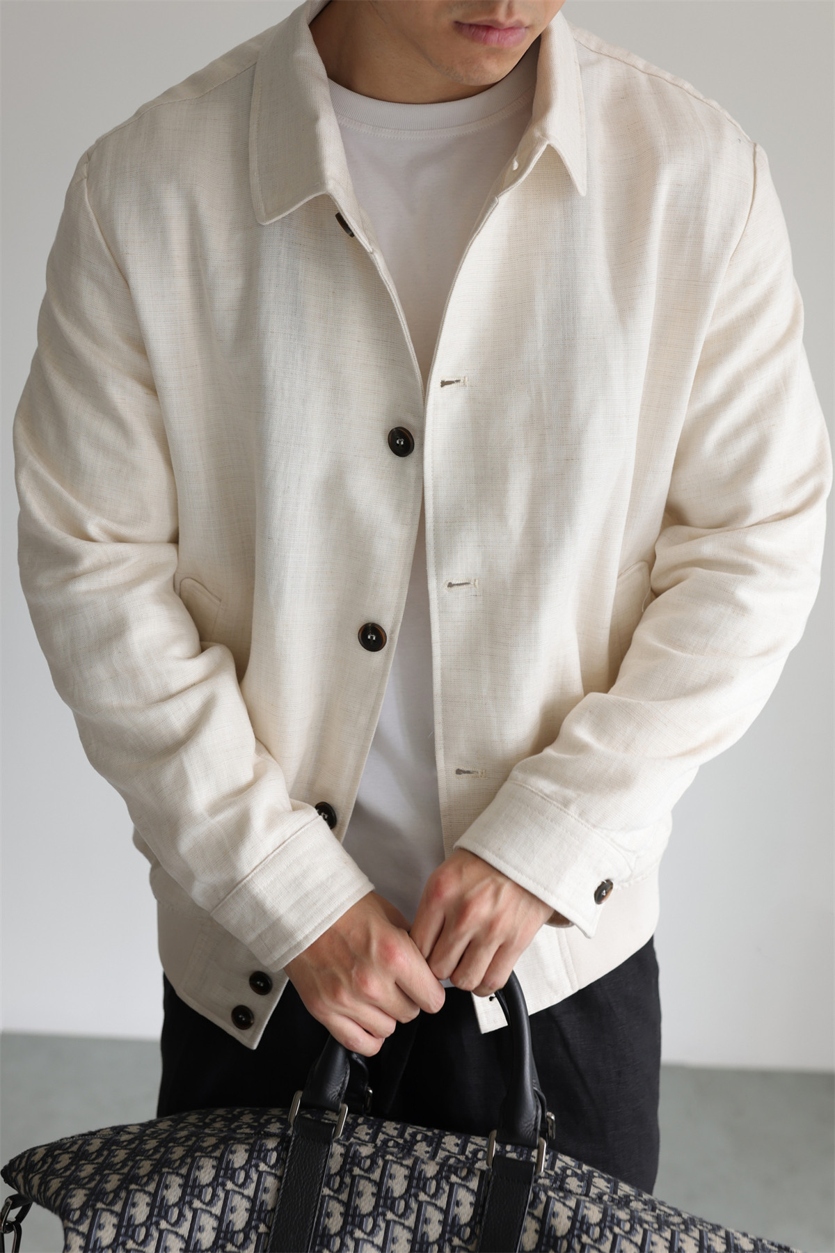 MONSEN Suitory Tencel-Linen Lightweight Sheen Lapel Jacket product image