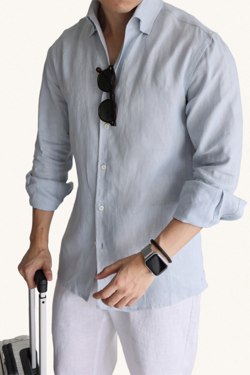 MONSEN Suitory 100% Linen One-Piece Collar Shirt product image