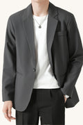 MONSEN Suitory Hong Kong-Inspired Retro Casual Blazer in Denim front view