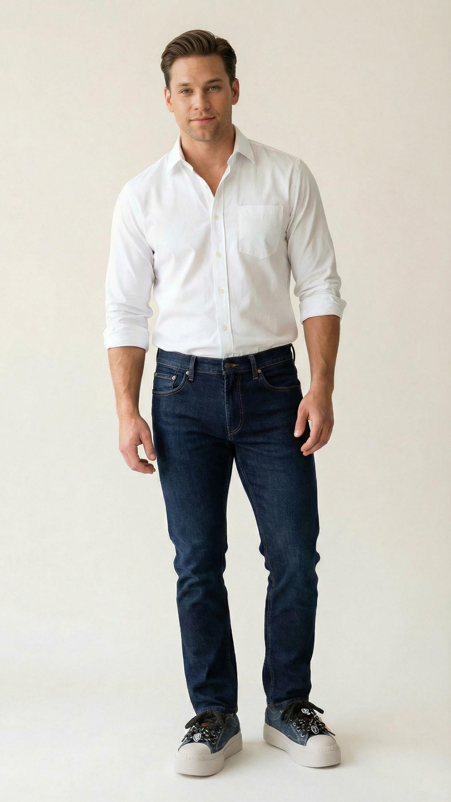 MONSEN Suitory Round-Toe Height-Boost Sneakers in Denim product image
