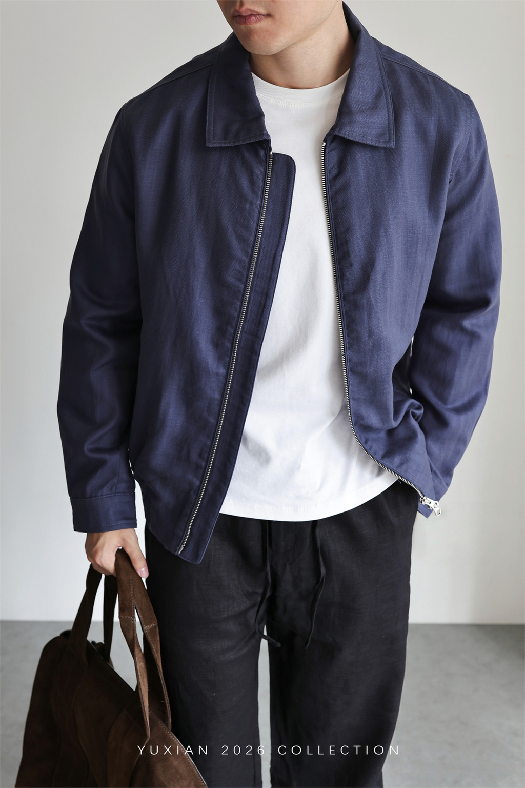 MONSEN Suitory Herringbone Tencel-Linen Lapel Jacket product image