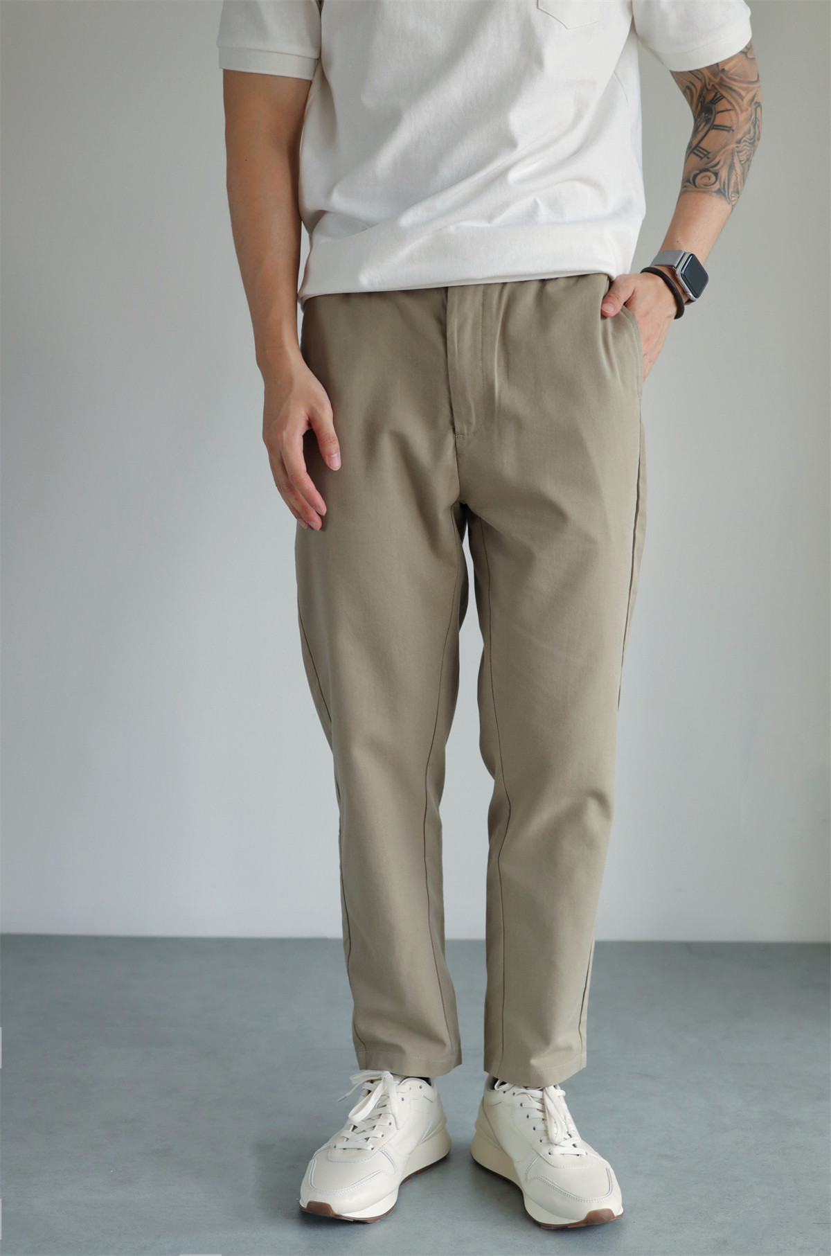MONSEN Suitory Tencel Straight-Leg Cropped Trousers product image