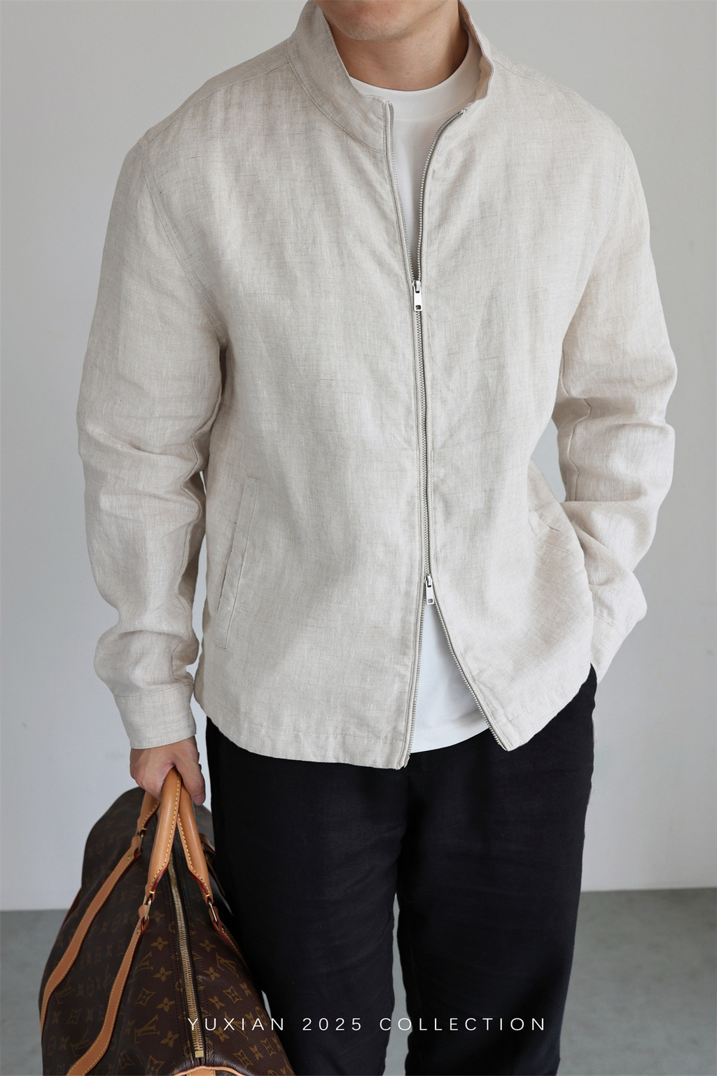 100% Linen Italian Stand-Collar Jacket