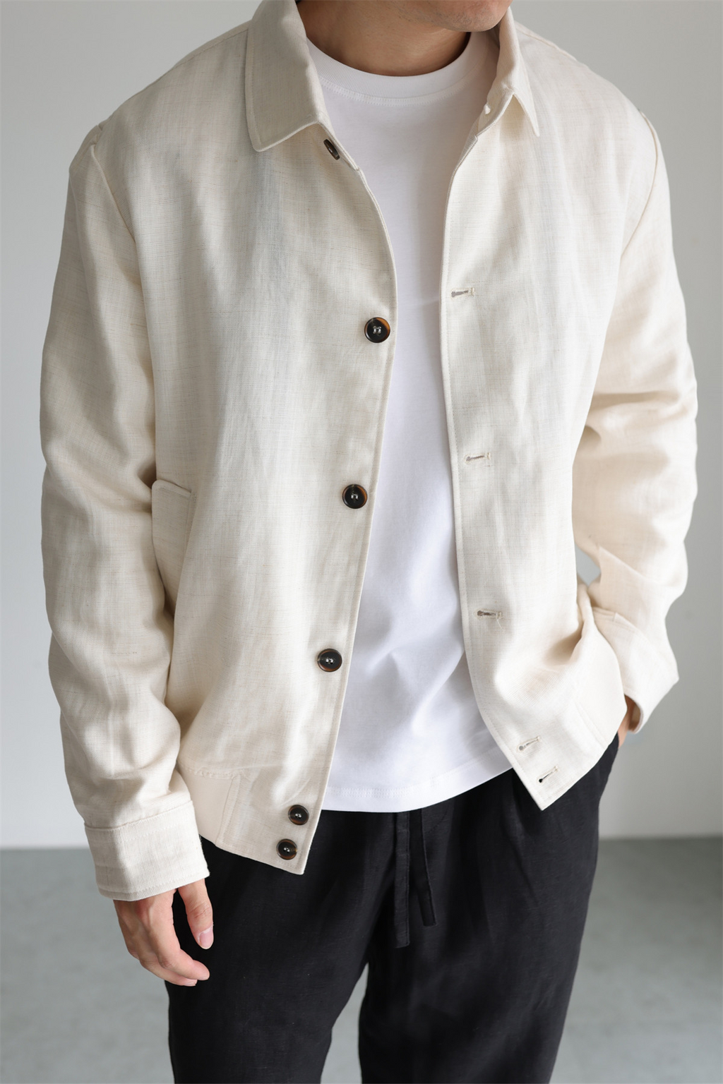 MONSEN Suitory Tencel-Linen Lightweight Sheen Lapel Jacket product image