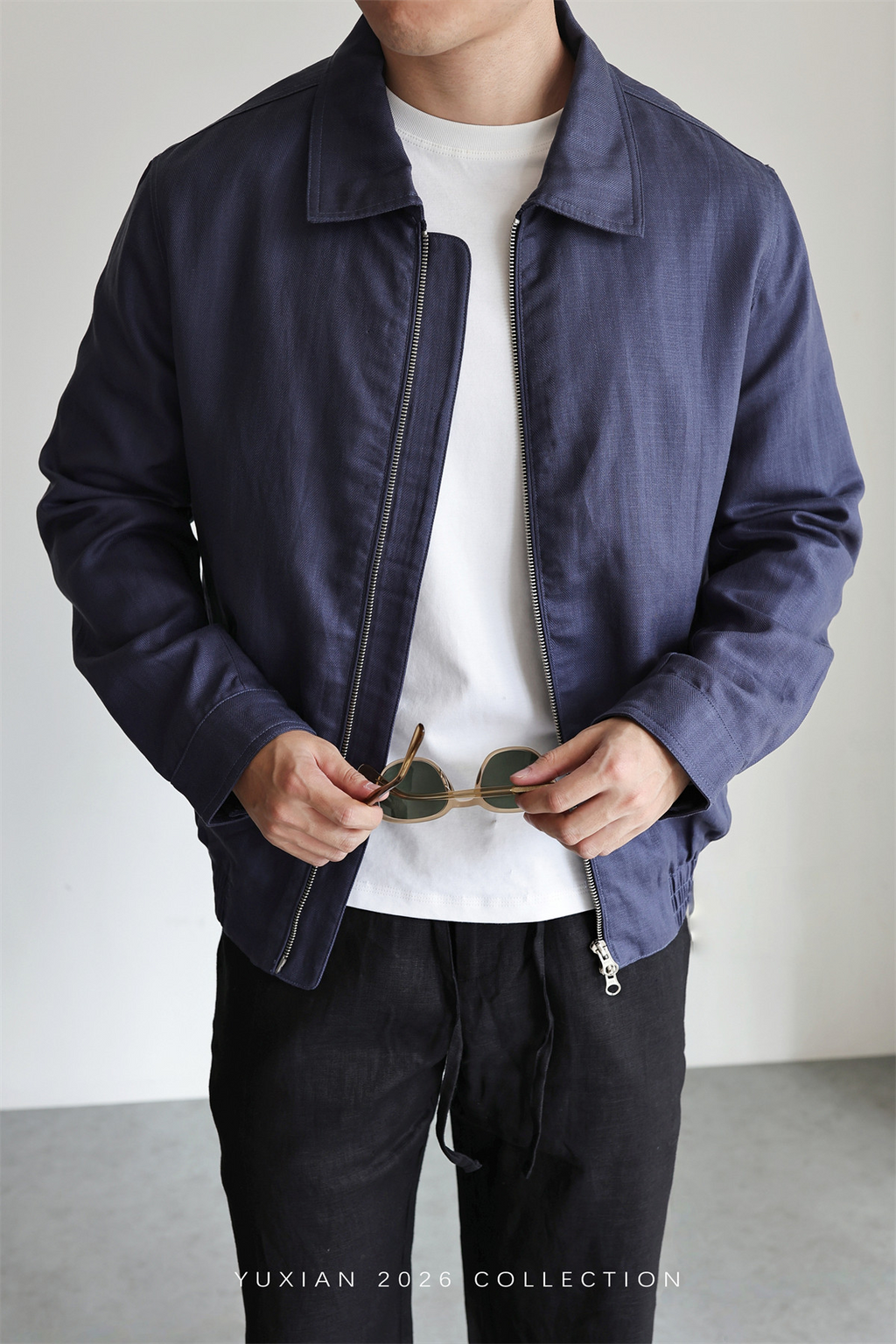 MONSEN Suitory Herringbone Tencel-Linen Lapel Jacket product image