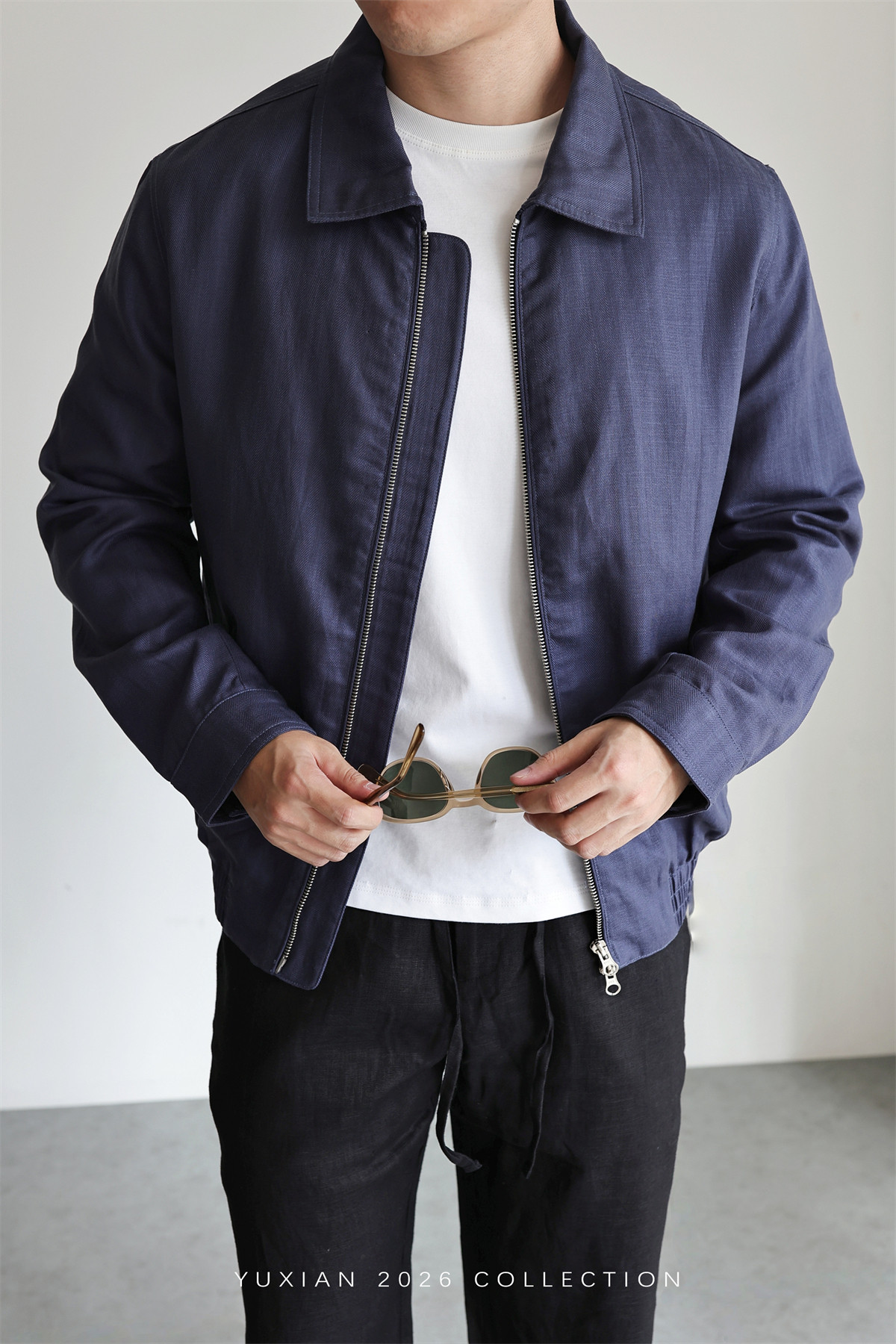 MONSEN Suitory Herringbone Tencel-Linen Lapel Jacket product image