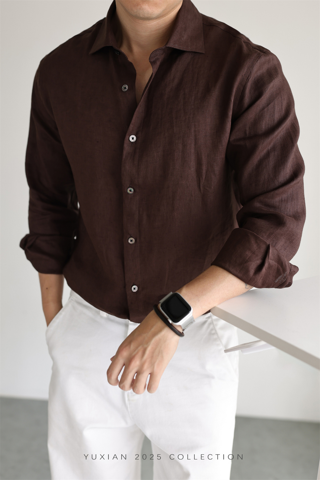 100% Linen Long-Sleeve Shirt