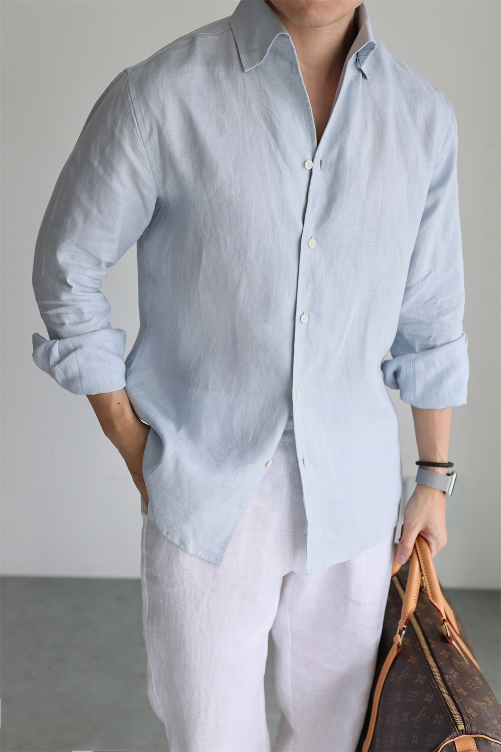 100% Linen One-Piece Collar Shirt