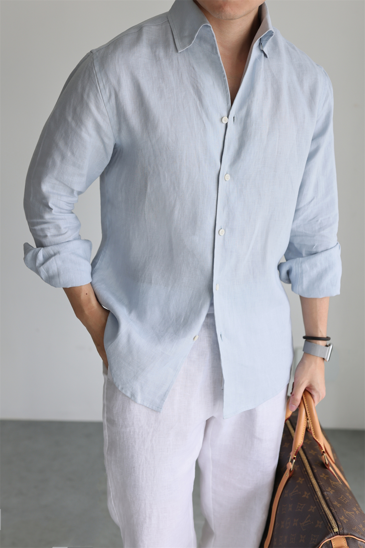 100% Linen One-Piece Collar Shirt