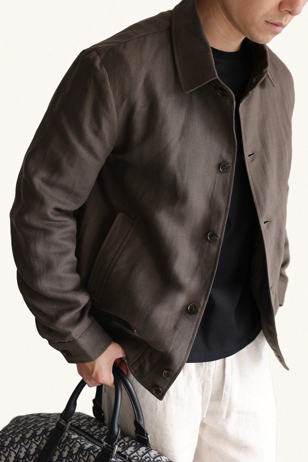 MONSEN Suitory Tencel-Linen Lightweight Sheen Lapel Jacket product image