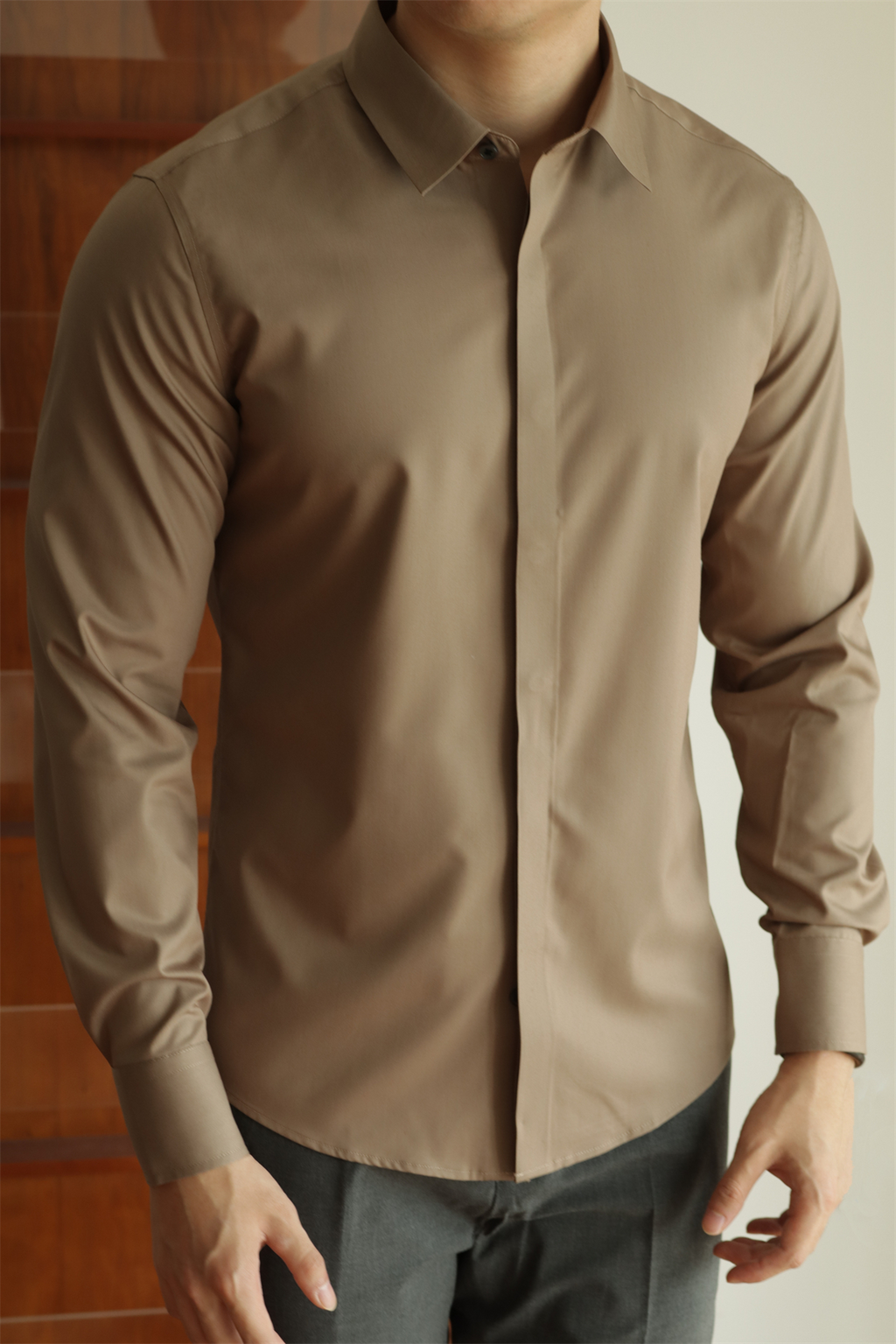 No-Iron Hidden-Placket Shirt