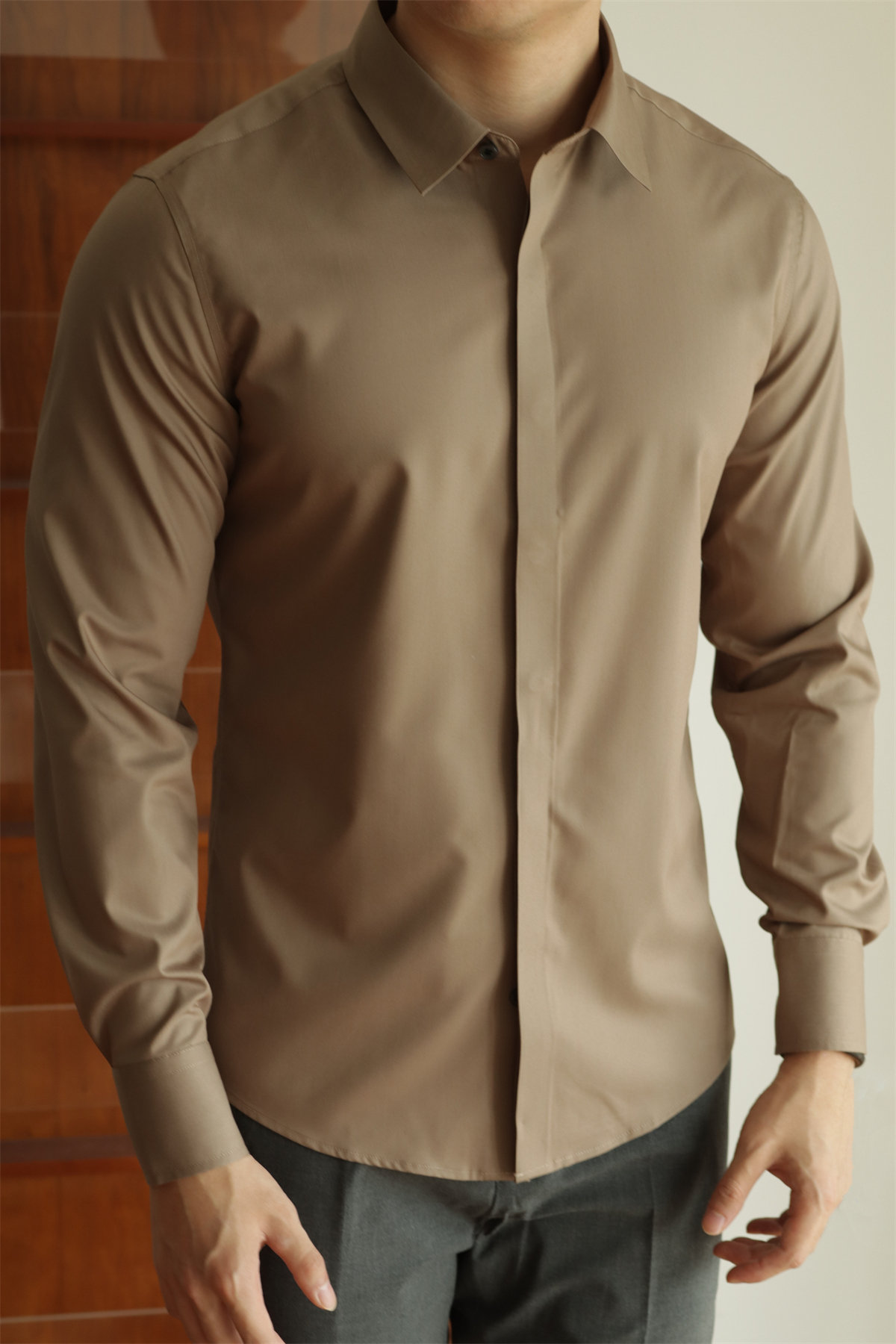 No-Iron Hidden-Placket Shirt