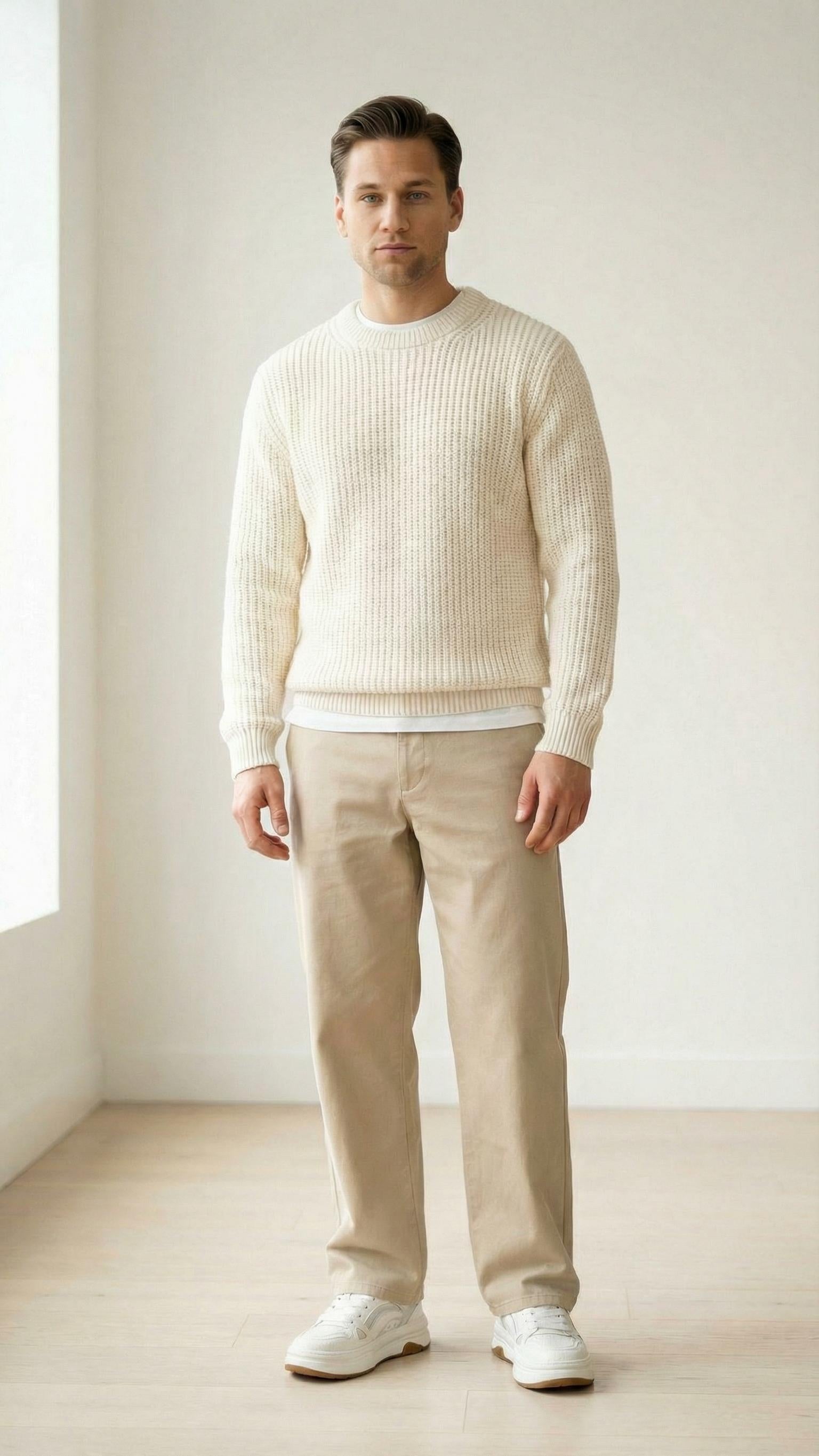 MONSEN Suitory White Low-Top Court Sneakers in Leather product image