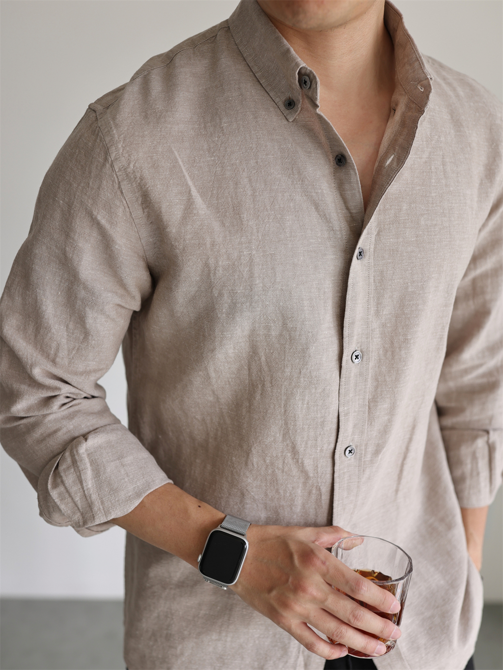 Linen-Cotton Yarn-Dyed Shirt