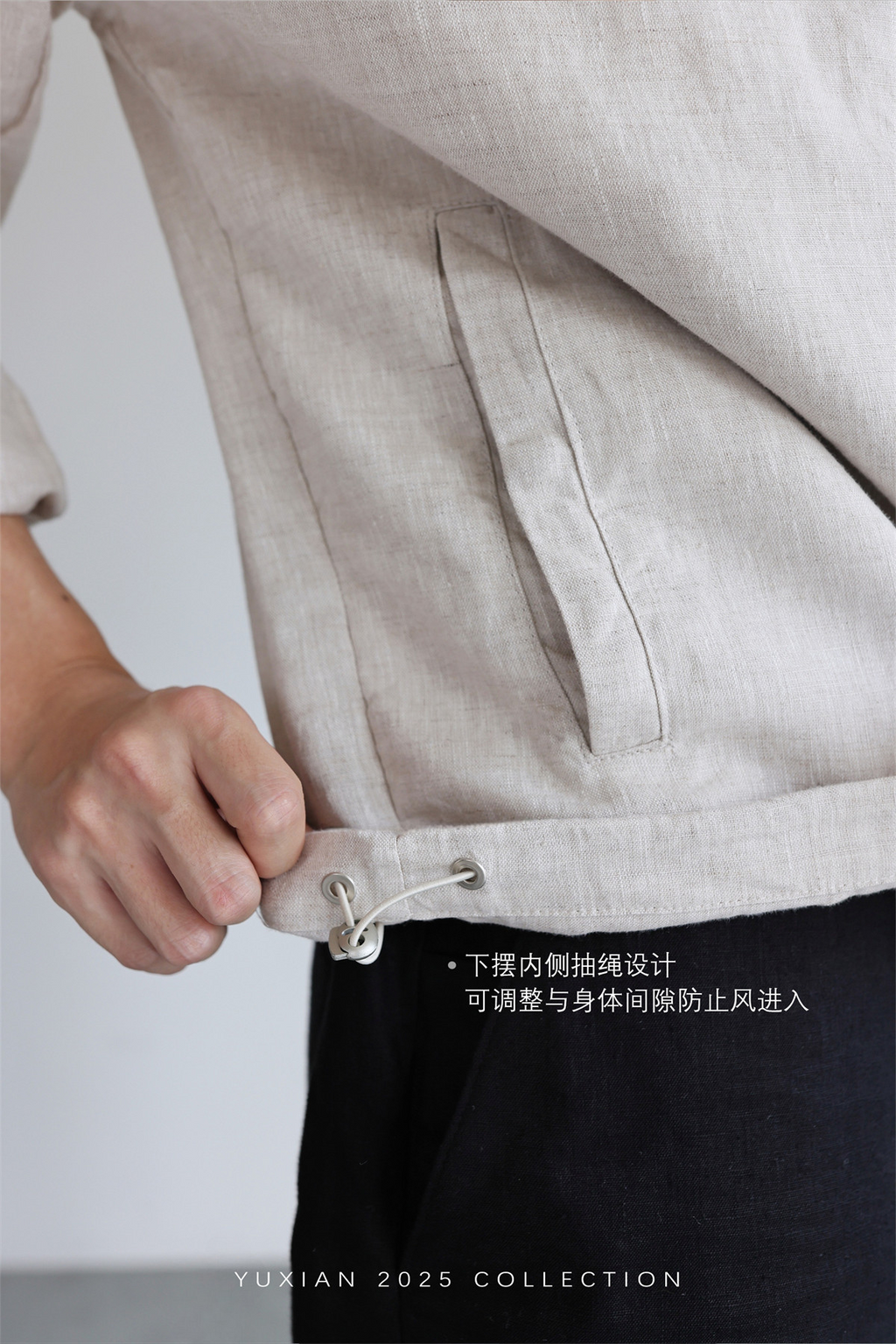 100% Linen Italian Stand-Collar Jacket