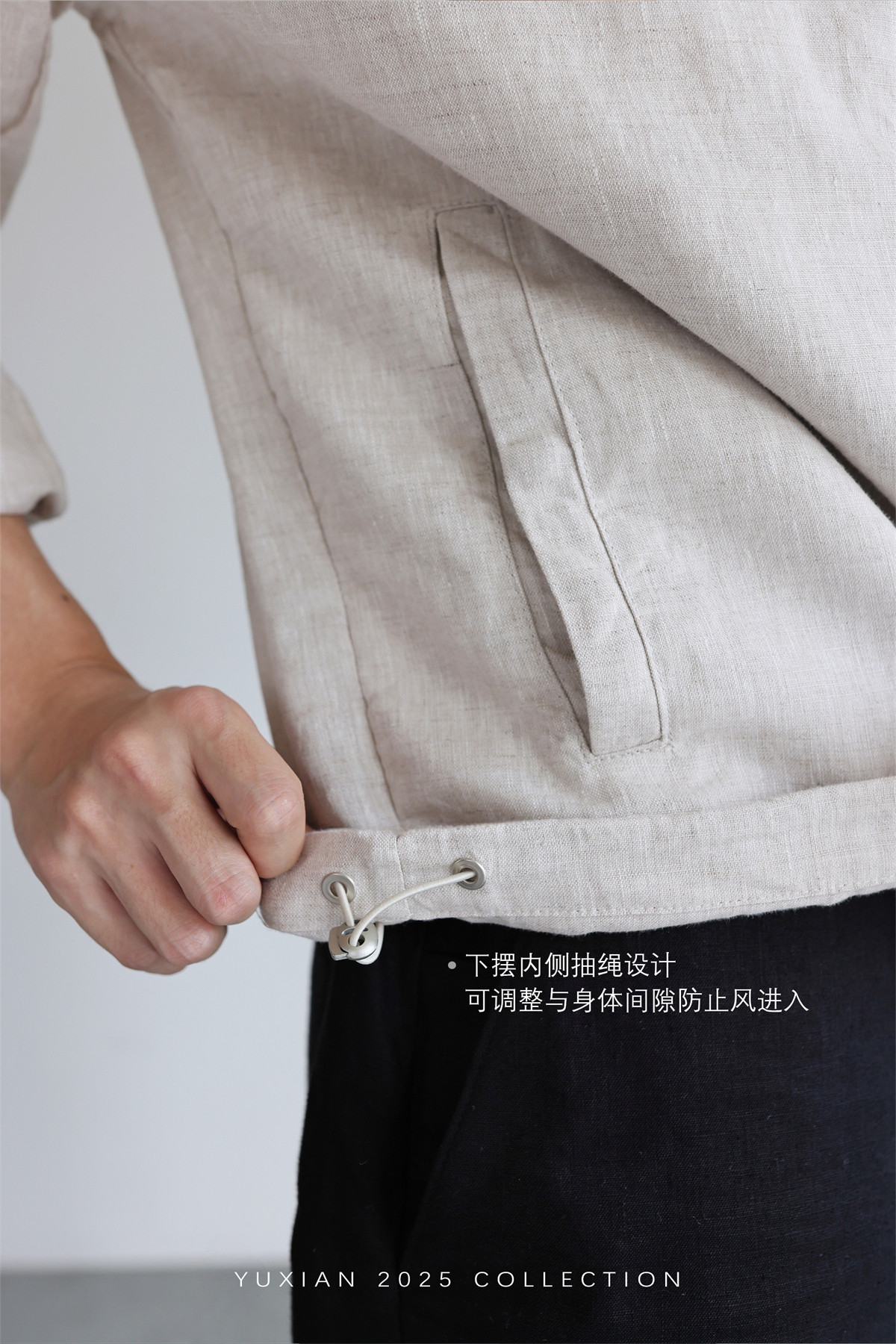 100% Linen Italian Stand-Collar Jacket