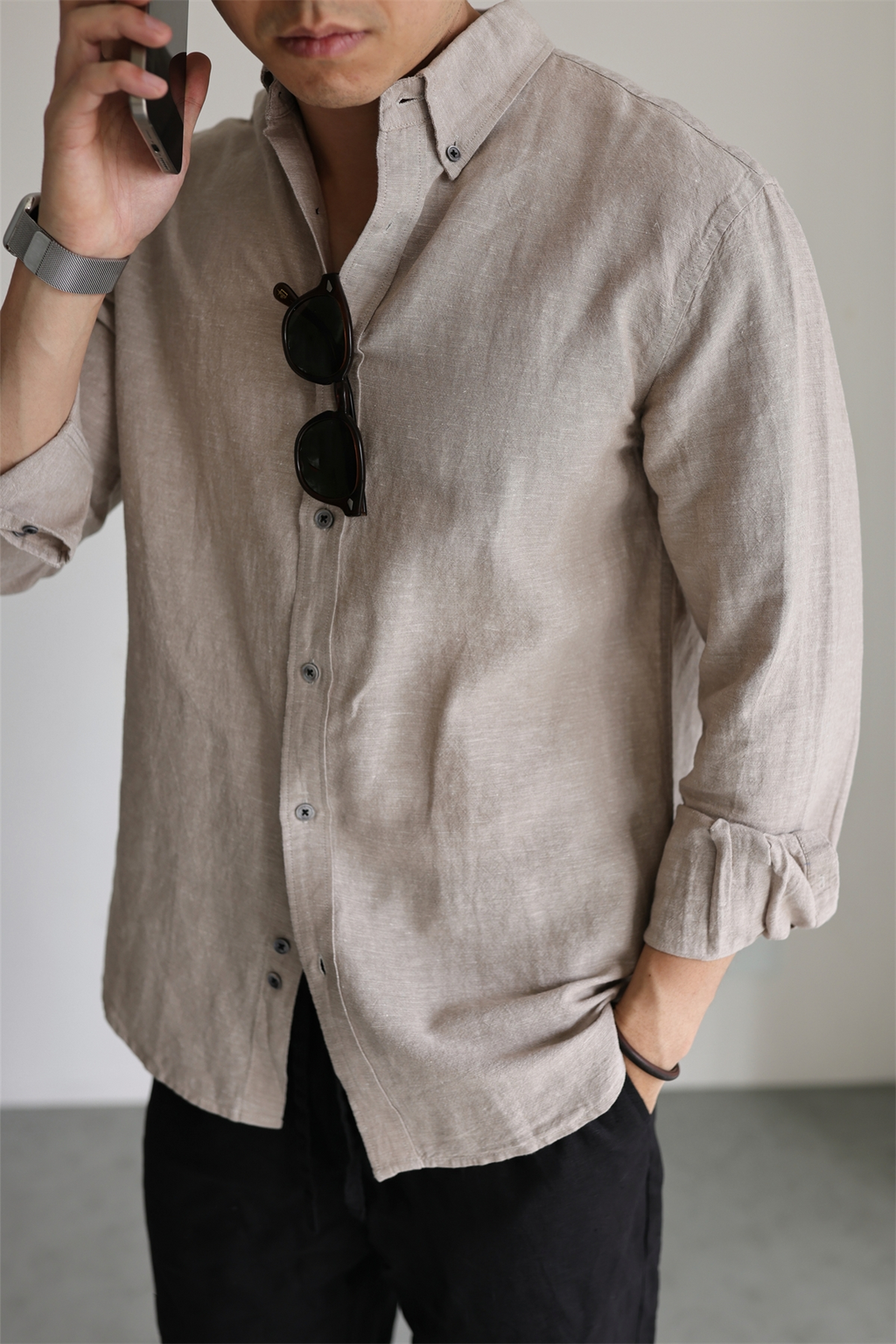 Linen-Cotton Yarn-Dyed Shirt